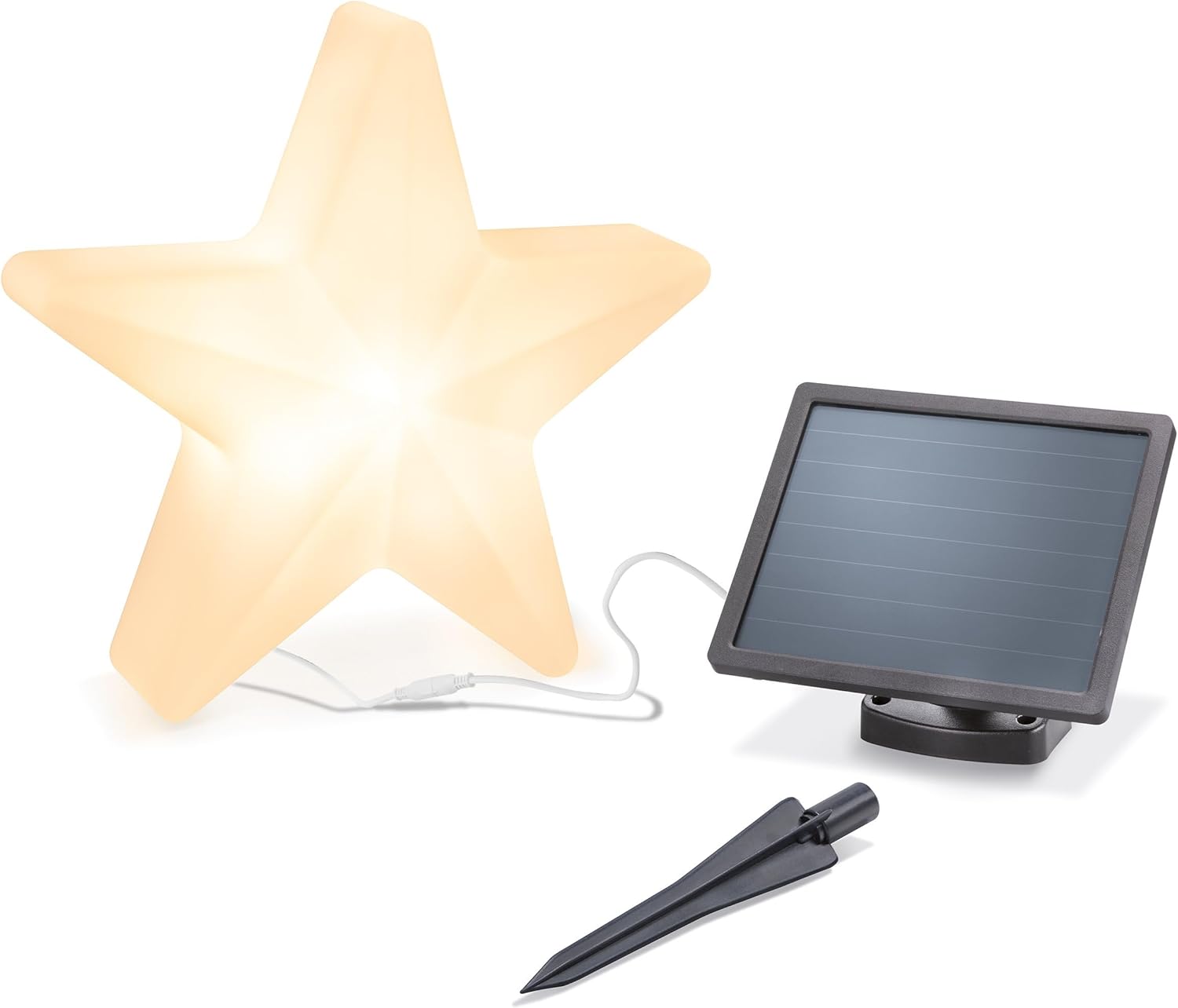 Esotec 3D Weihnachtsstern Solar, beleuchtet außen, groß, LED-Stern, outdoor, Deko Außenstern, warmweiß kaltweiß umschaltbar, Gartenbeleuchtung, Weihnachtsdeko, Weihnachtsbeleuchtung, D39,5cm, 102122