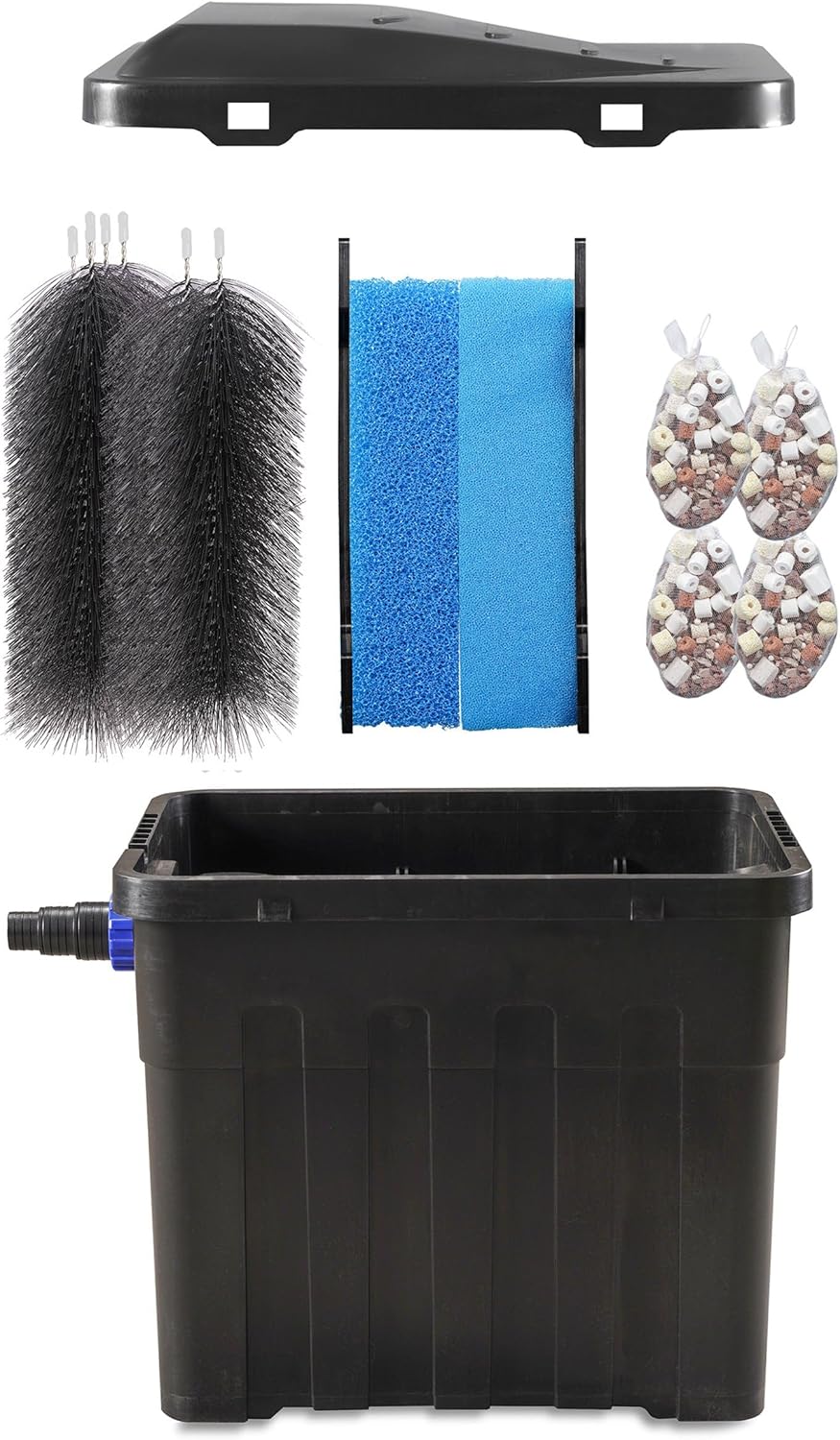 esotec Bio Filter Teichfilterbox ES35, Teiche bis 5000l, 4-Stufen-Filtersystem, Filtermaterial, Bio Filterbälle, Durchlauffilter Außenfilter, Teichfilter Filteranlage, 3400l/h 101717 — Ansicht 3