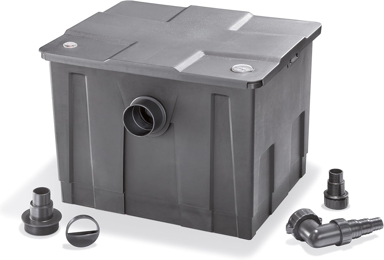 esotec BioFilter ES350 Teichfilter Box, 4 Stufen Filtersystem, Filtermaterial inklusive, bis 12000l Wasservolumen, Bio-Filterbälle Durchlauffilter, Außenfilter Filteranlage 8000 l/h, 101090