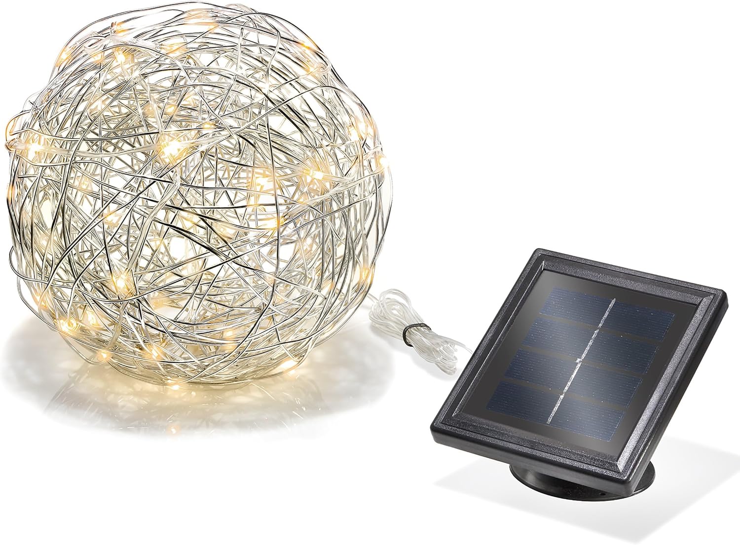 esotec Drahtkugel Solarkugel außen, 50 LEDs 3000K warmweiß, Akku, LED Leuchtkugel, Solarleuchte, Kugelleuchte, Weihnachtsdeko outdoor, 102115 — Ansicht 2