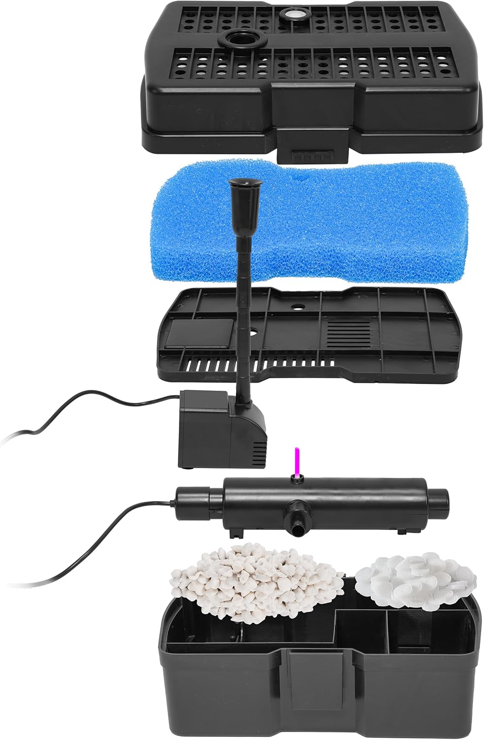 Esotec Hybrid Solar/Netz UV-Filtersystem 15/800, UV Teichfilter Set mit UV-Klärer für Gartenteich bis 3000l Wasservolumen, UVC Teichfilter Komplettset 101205 — Ansicht 2