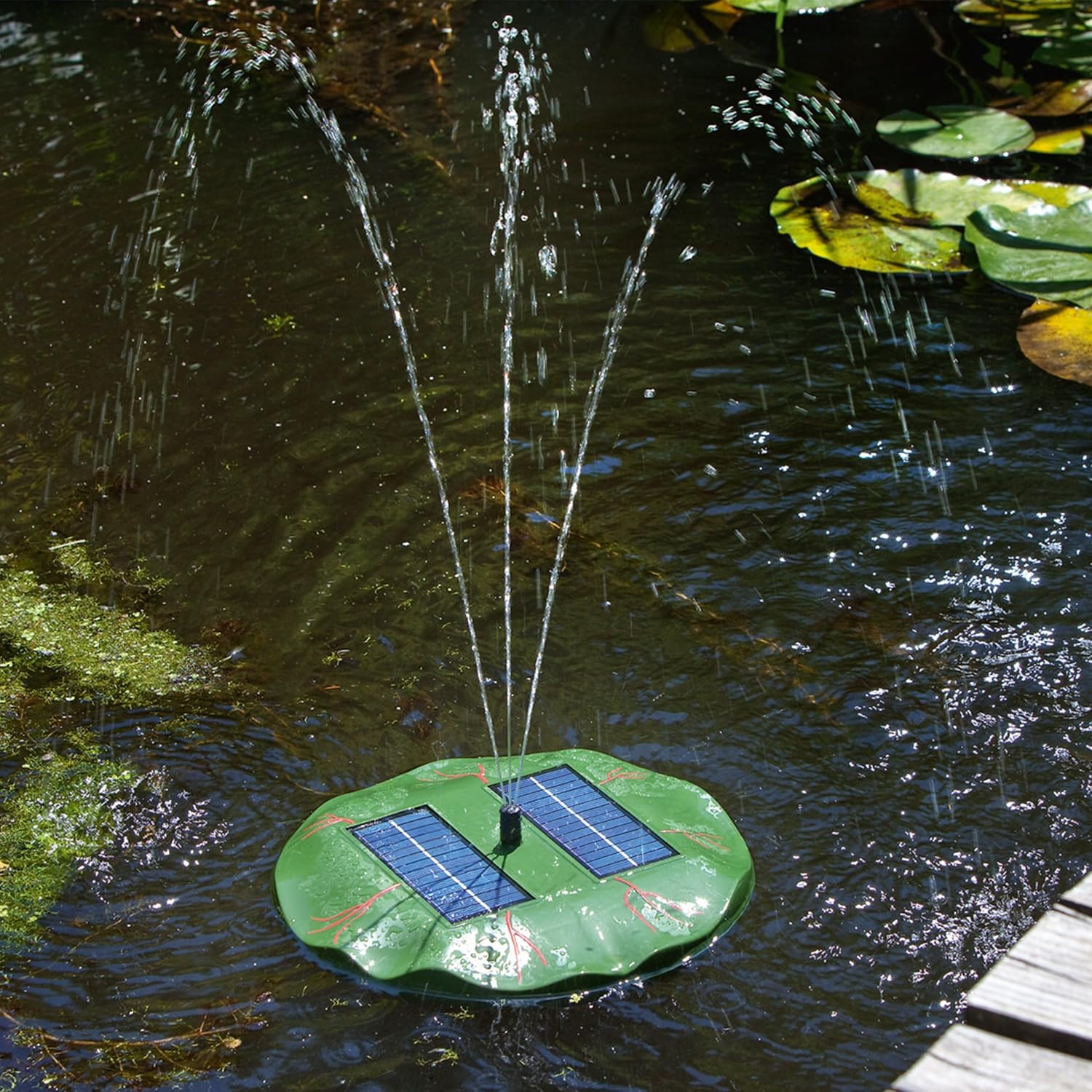 esotec Schwimmender Solarbrunnen Seerose – Solar Teichpumpe Wasserspiel für Gartenteich – 160 l/h Direktbetrieb, 4 Fontänen 101770 — Ansicht 6