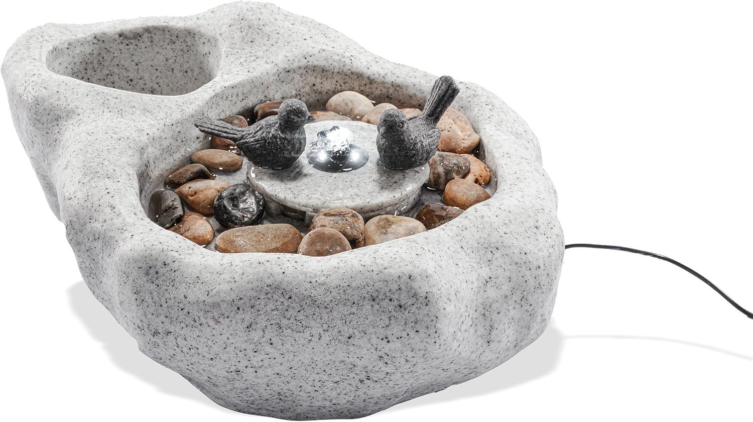 esotec Solar-Brunnen Vogelbadbrunnen mit Akku & LED & Pumpe, Solar Gartenbrunnen mit Vogeltränke, Wasserspiel Outdoor, 42x32x17cm, 101319 — Ansicht 6