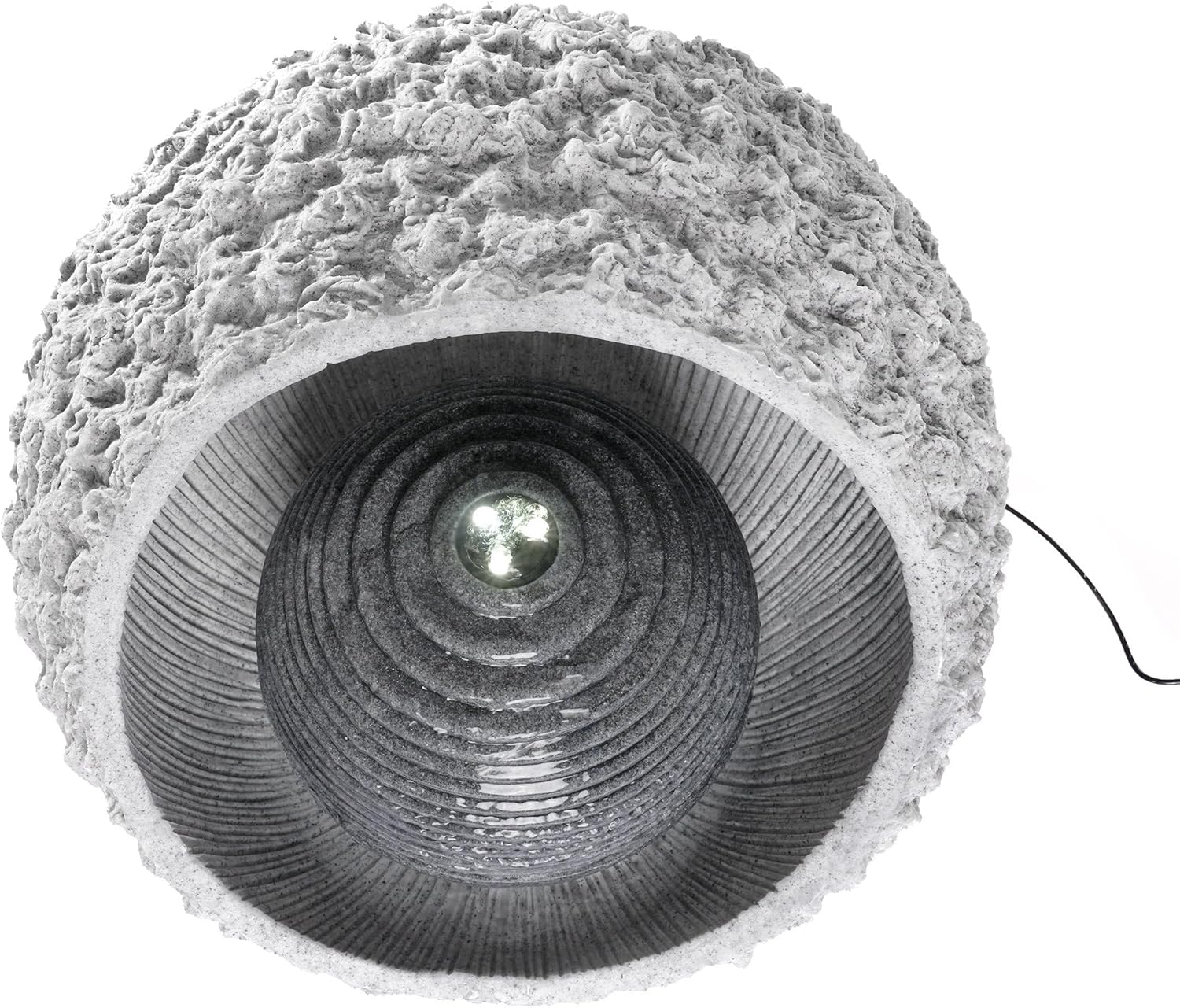 esotec Solar Felssteinbrunnen mit Akku + LED-Licht + Pumpe, Solar Gartenbrunnen Wasserspiel Outdoor, Kaskadenbrunnen mit warmweiß/kaltweiß, H=40cm 101318 — Ansicht 5