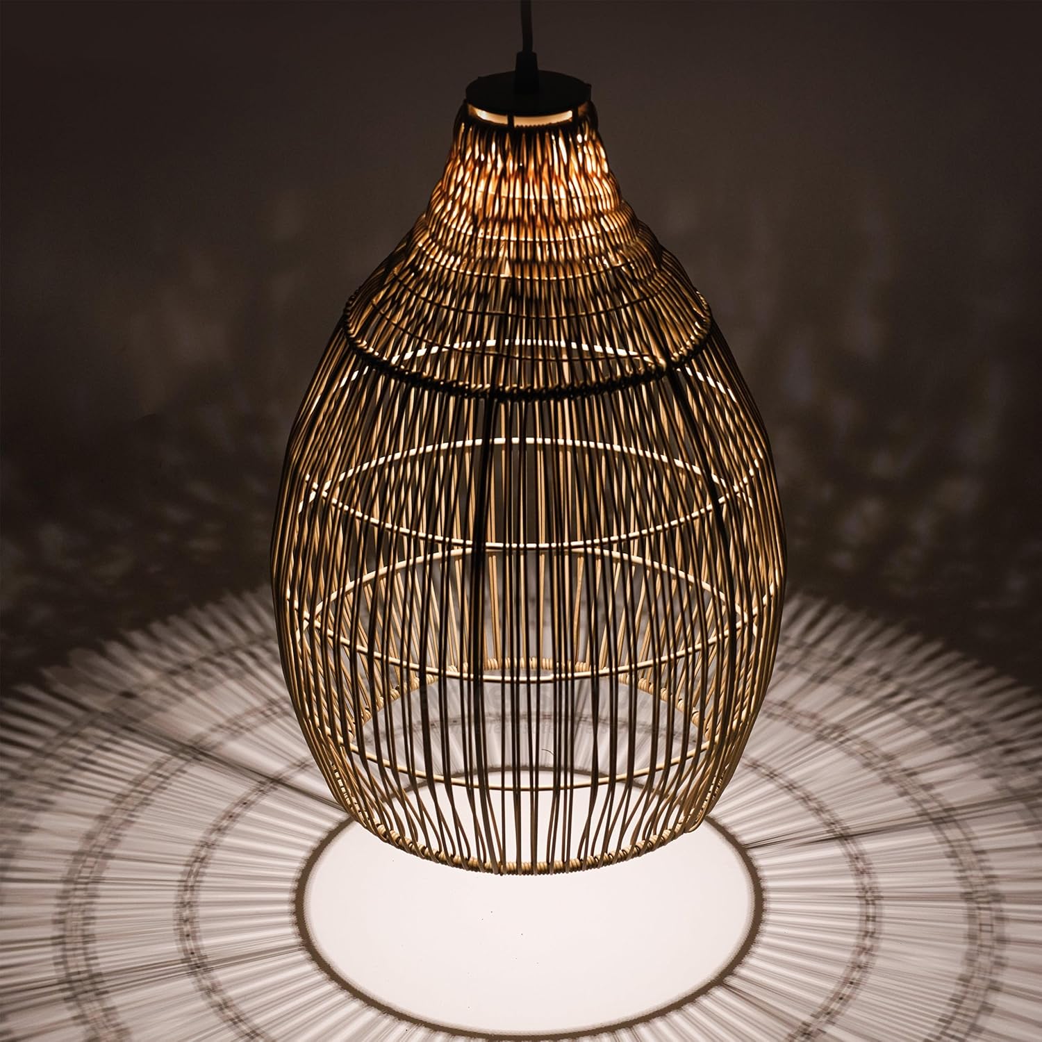 Esotec Solar Hängeleuchte Kairo, Boho Stil, LED warmweiß, Kabel 5m, 45 lm, Leuchtdauer 8 Stunden, Polyrattan, Metall, außen, outdoor, 30x43cm, IP44, Höhe 43cm, 102239 — Ansicht 3