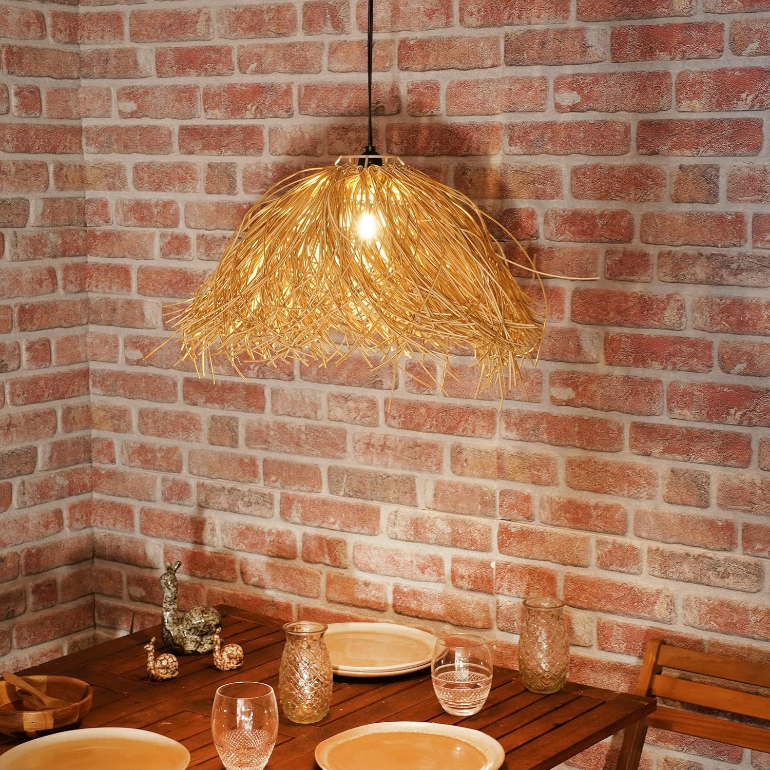 Esotec Solar LED Hängeleuchte Alexandria, Boho Stil, Polyrattan, Solarlampe, Wintergarten, LED-Lampenschirm, Deckenlampe, outdoor, außen, wetterfest, 2800K, Höhe 20cm, IP44, 102251 — Ansicht 2