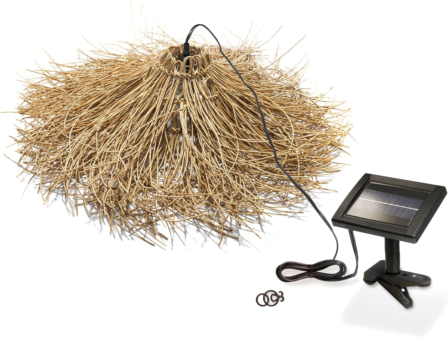 Esotec Solar LED Hängeleuchte Alexandria, Boho Stil, Polyrattan, Solarlampe, Wintergarten, LED-Lampenschirm, Deckenlampe, outdoor, außen, wetterfest, 2800K, Höhe 20cm, IP44, 102251