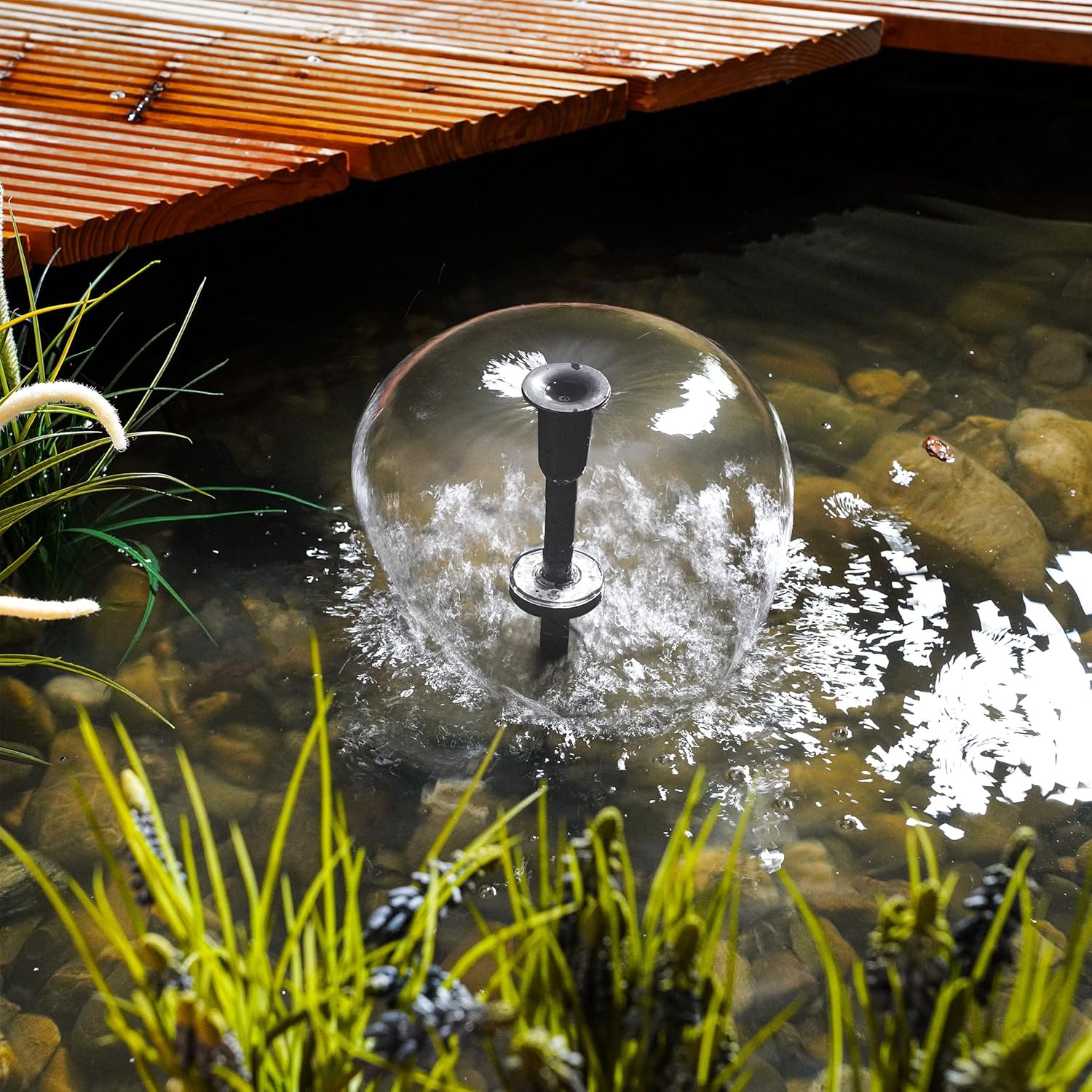esotec Solar LED Teichpumpenset 8 400 LED, LiFePo4 Akku, Sprinklerpumpe 400/h, Erdspieß, Solarmodul 8W, Solarbrunnen Gartenteich, Wasserspiel Springbrunnenpumpe, Komplettset, außen 101936 — Ansicht 5