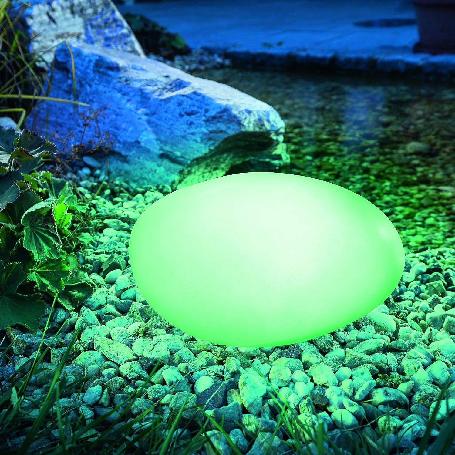 Esotec Solar Steinleuchte Smart Stone, 7 Leuchtfarben, Akku, Solarmodul, Erdspieße, Solarleuchte, Solarkugel, Solarstein, Gartenleuchte, Dekoleuchte, außen, outdoor, wetterfest, winterfest, 106102 — Ansicht 5