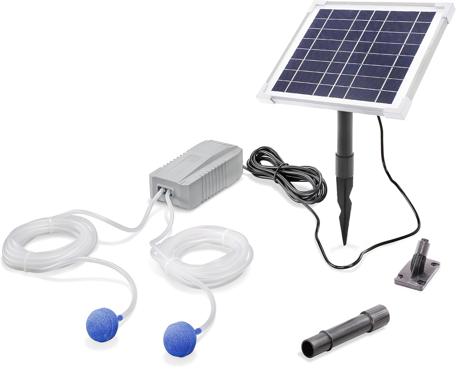 esotec Solar Teichbelüfter Set 6/200 Duo, LiFePO4 Akku, Teichbelüftung, Sauerstoffpumpe 200 l/h Luftleistung, Luftpumpe, Solarpanel 6W, Erdspieß 101849