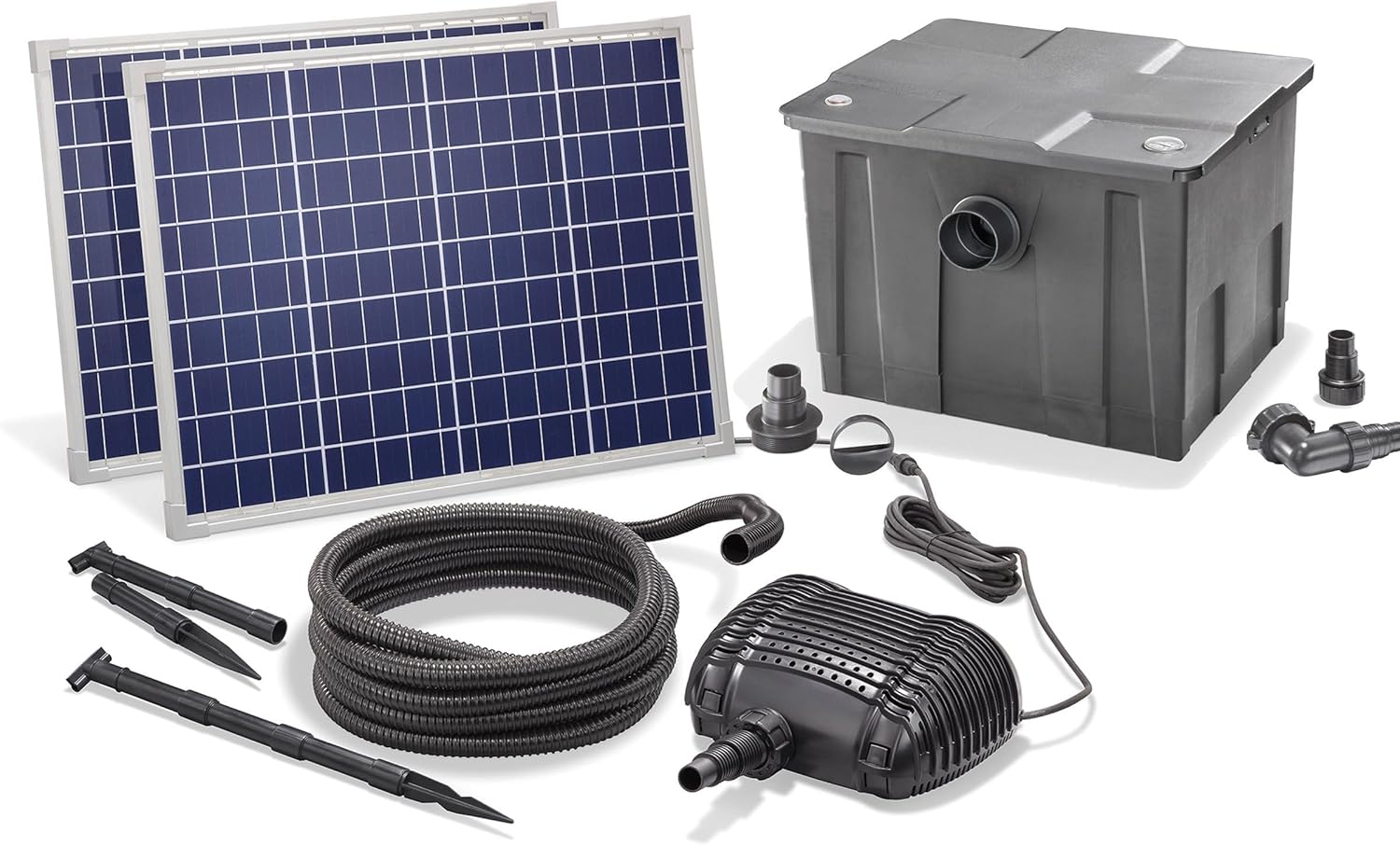 esotec Solar Teichfilterset Premium 100/3400, Teichfilter Komplettset mit Pumpe 3400l/h, Gartenteich Außenfilter, mehrere Programm-Modi, Teichpumpe Förderhöhe 3m, IP68 101081