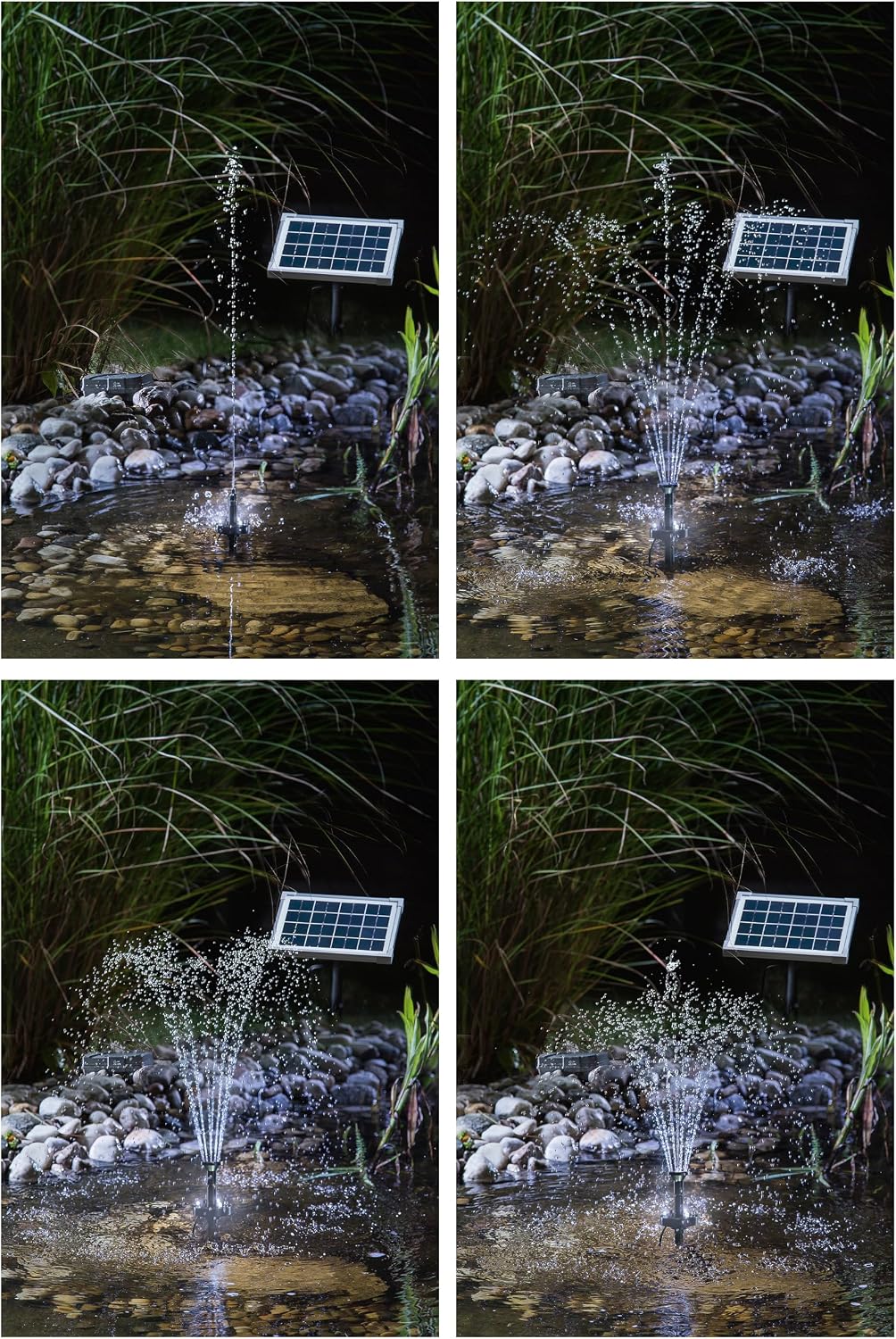 esotec Solar Teichpumpe 160 l/h mit LiFePO4 Akku & LED – Solarbrunnen für Gartenteich & Wasserspiel – 5W Solarmodul, 4 Fontänen 101920 — Ansicht 2