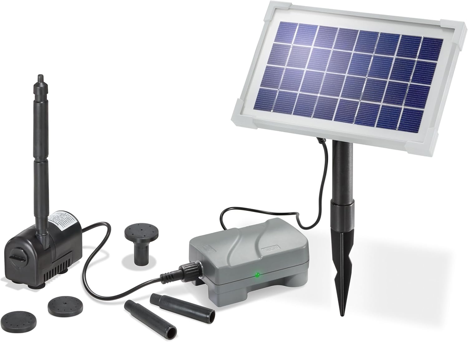 esotec Solar Teichpumpen Set RIMINI PLUS 3,5/175, Pumpensystem, Akkubox Pumpe Solarmodul, Wasserspiel, Springbrunnen, Solarbrunnen Gartenteich, Springbrunnenpumpe, 0,6m 175l/h 101709