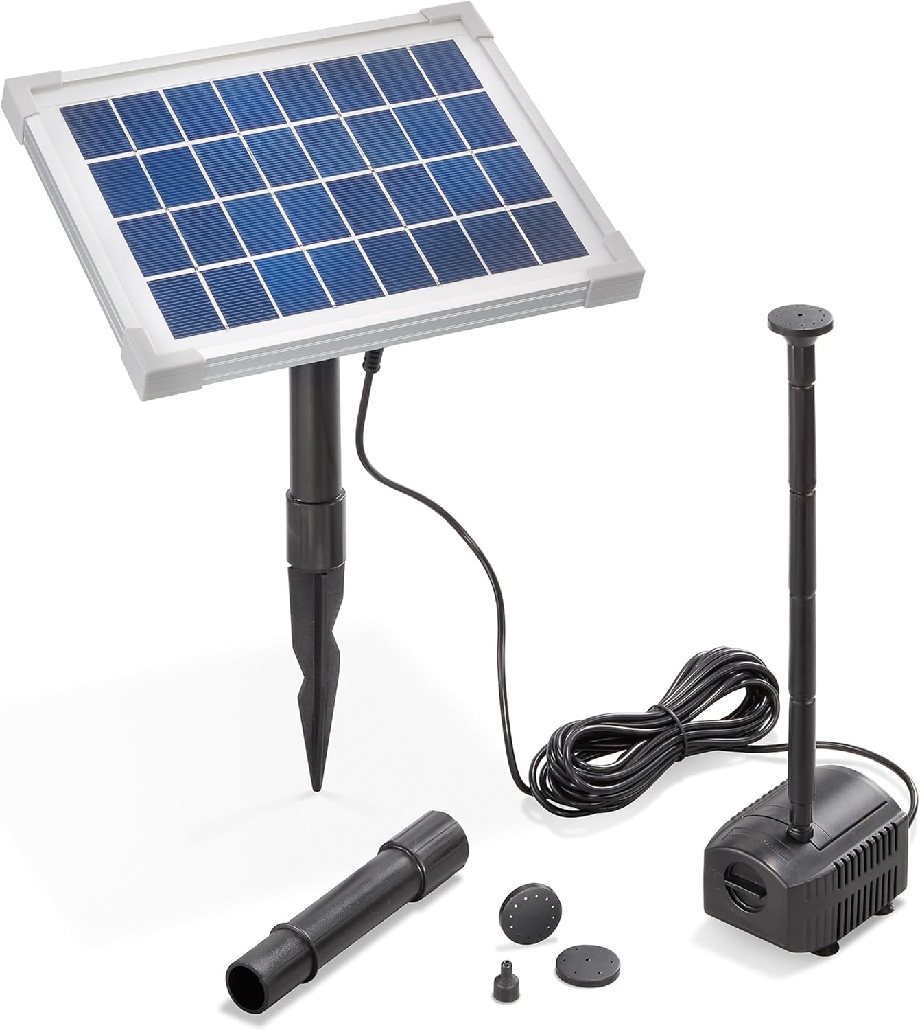 esotec Solar Teichpumpenset 5/250 mit 5 W Solarmodul, Solarbrunnen, Wasserspiel Garten, Solarteichpumpe, Springbrunnen 101763