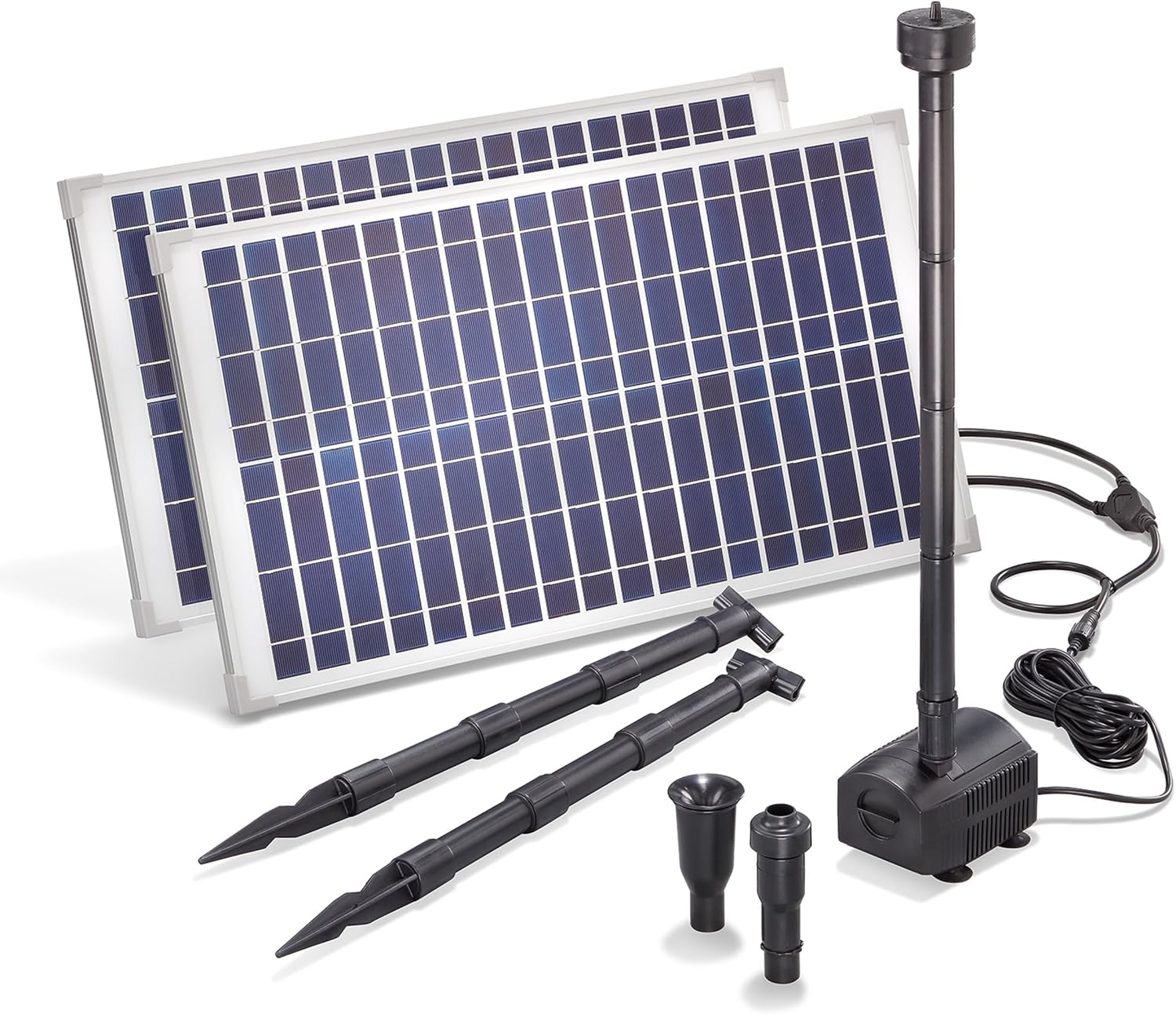 esotec Solar Teichpumpenset 50/1700 mit 2x 25 W Solarmodul, Solarteichpumpe 1700l/H, Wasserspiel Garten, Springbrunnen außen 101916