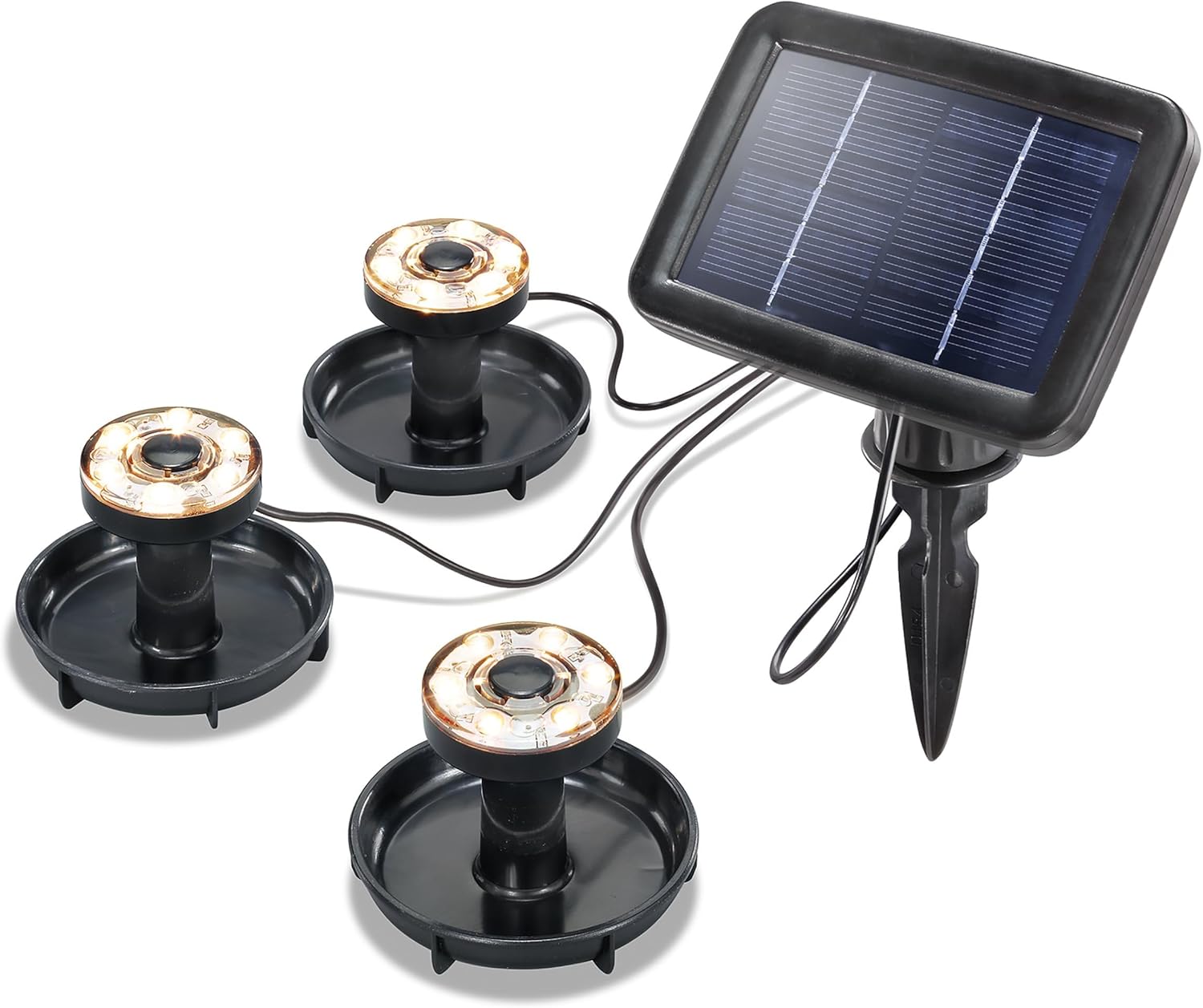 Esotec Solar Unterwasserstrahler Splash, 3er Set, warmweiß 3000K, LED Spot, Bodenleuchte, Teichbeleuchtung, Baumlicht, Objektstrahler, Erdspieß, Akku, IP68, wasserdicht, wetterfest, außen, 102149