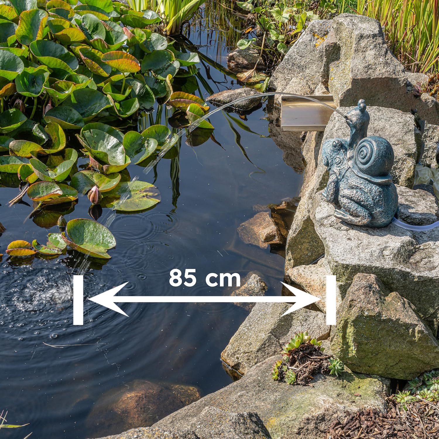 Esotec Solar Wasserspeier Komplettset, Max und Moritz, Frosch mit Schnecke, Gartenteich Wasserspiel, Vogeltränke, Gartenbrunnen mit Solarpumpe, H=26,5cm 101684 — Ansicht 6