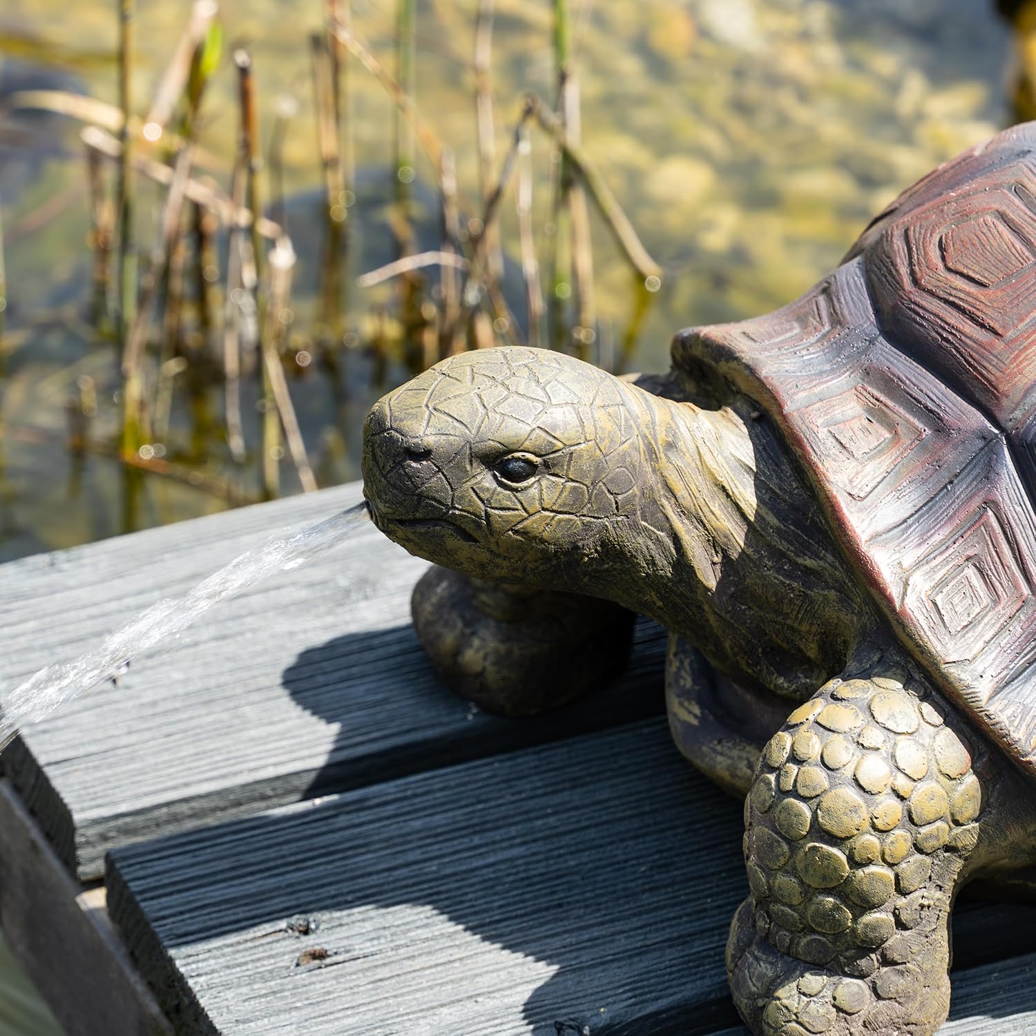 Esotec Solar Wasserspeier Komplettset, Schildkröte Maru, Gartenteich Wasserspiel, Vogeltränke, Vogelbad, Gartenbrunnen mit Solarpumpe, 12Wp, H=23cm 101673 — Ansicht 2