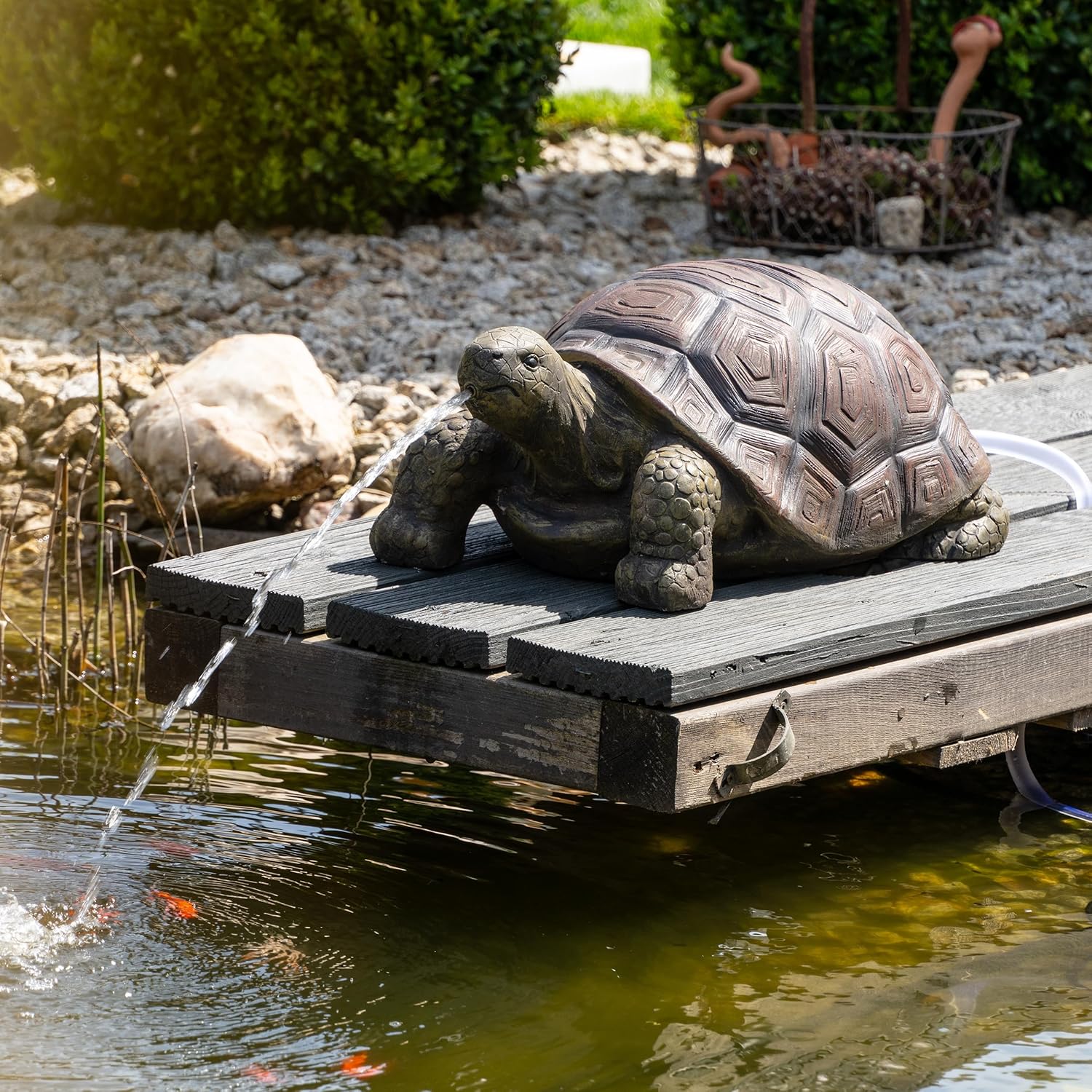 Esotec Solar Wasserspeier Komplettset, Schildkröte Maru, Gartenteich Wasserspiel, Vogeltränke, Vogelbad, Gartenbrunnen mit Solarpumpe, 12Wp, H=23cm 101673 — Ansicht 4