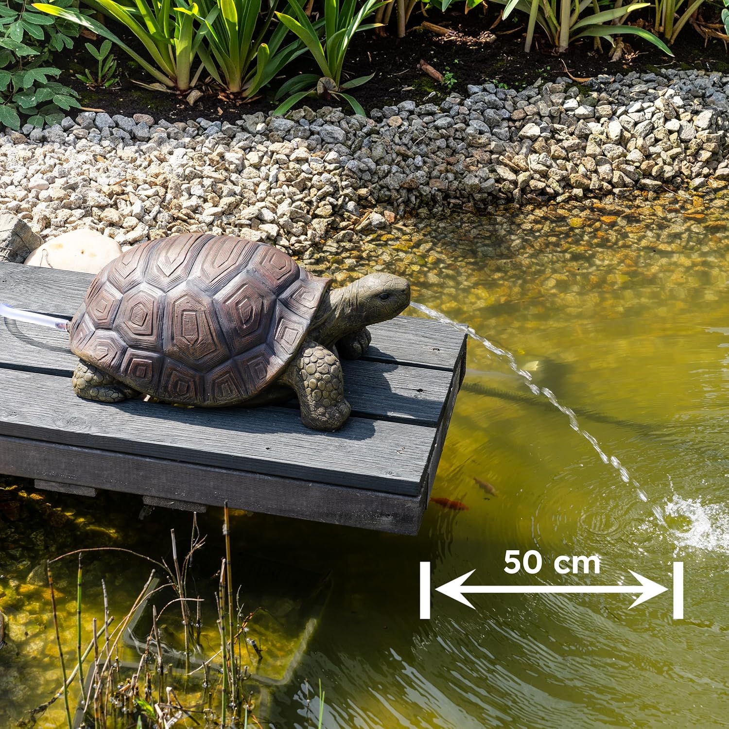 Esotec Solar Wasserspeier Komplettset, Schildkröte Maru, Gartenteich Wasserspiel, Vogeltränke, Vogelbad, Gartenbrunnen mit Solarpumpe, 12Wp, H=23cm 101673 — Ansicht 5