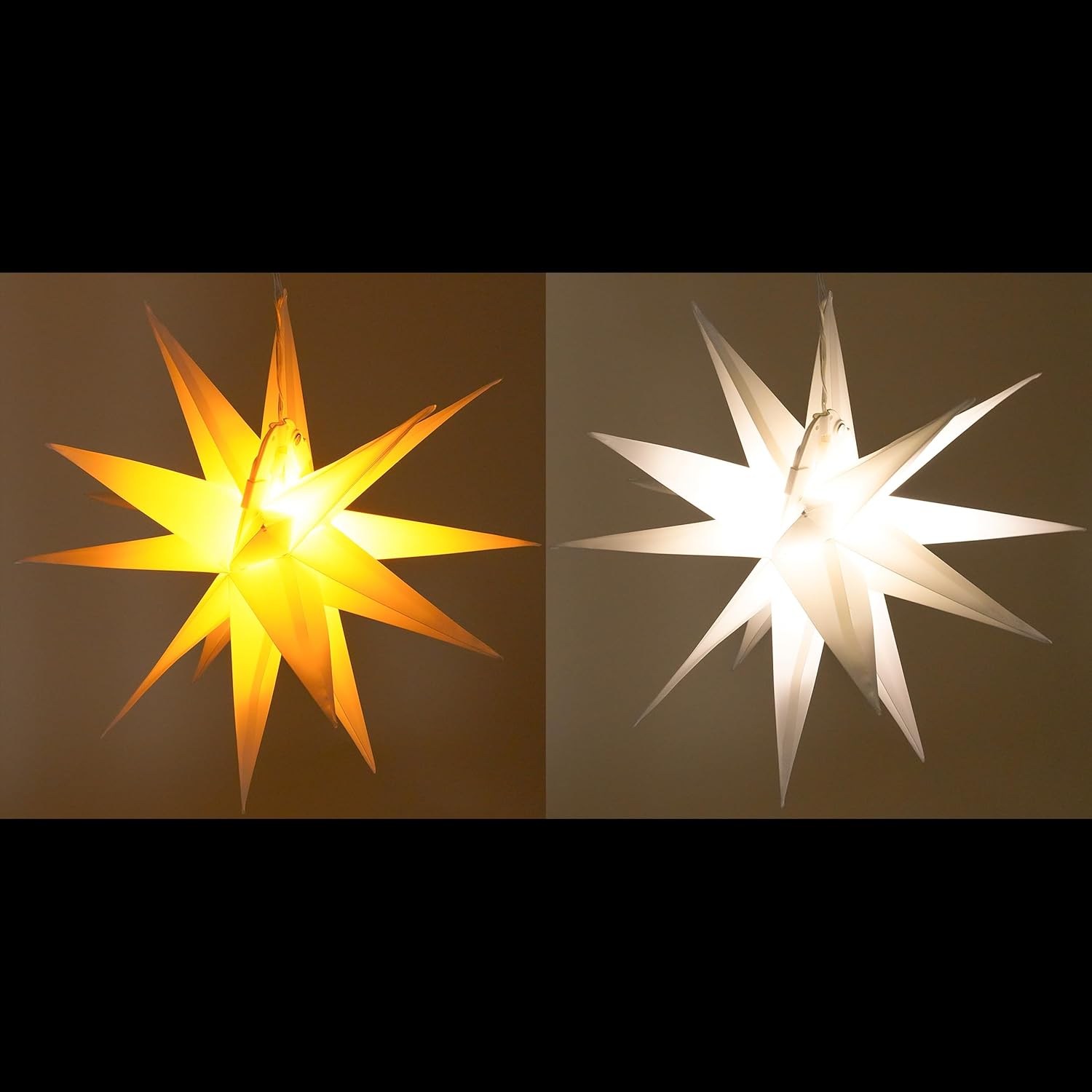 Esotec Solar Weihnachtsdeko outdoor LED Weihnachtssterne beleuchtet outdoor, Ø57cm+Ø35cm, Leuchtsterne mit Aufhängung, 2 Lichtfarben warmweiß + bernsteinfarben LED Stern 103428 — Ansicht 3