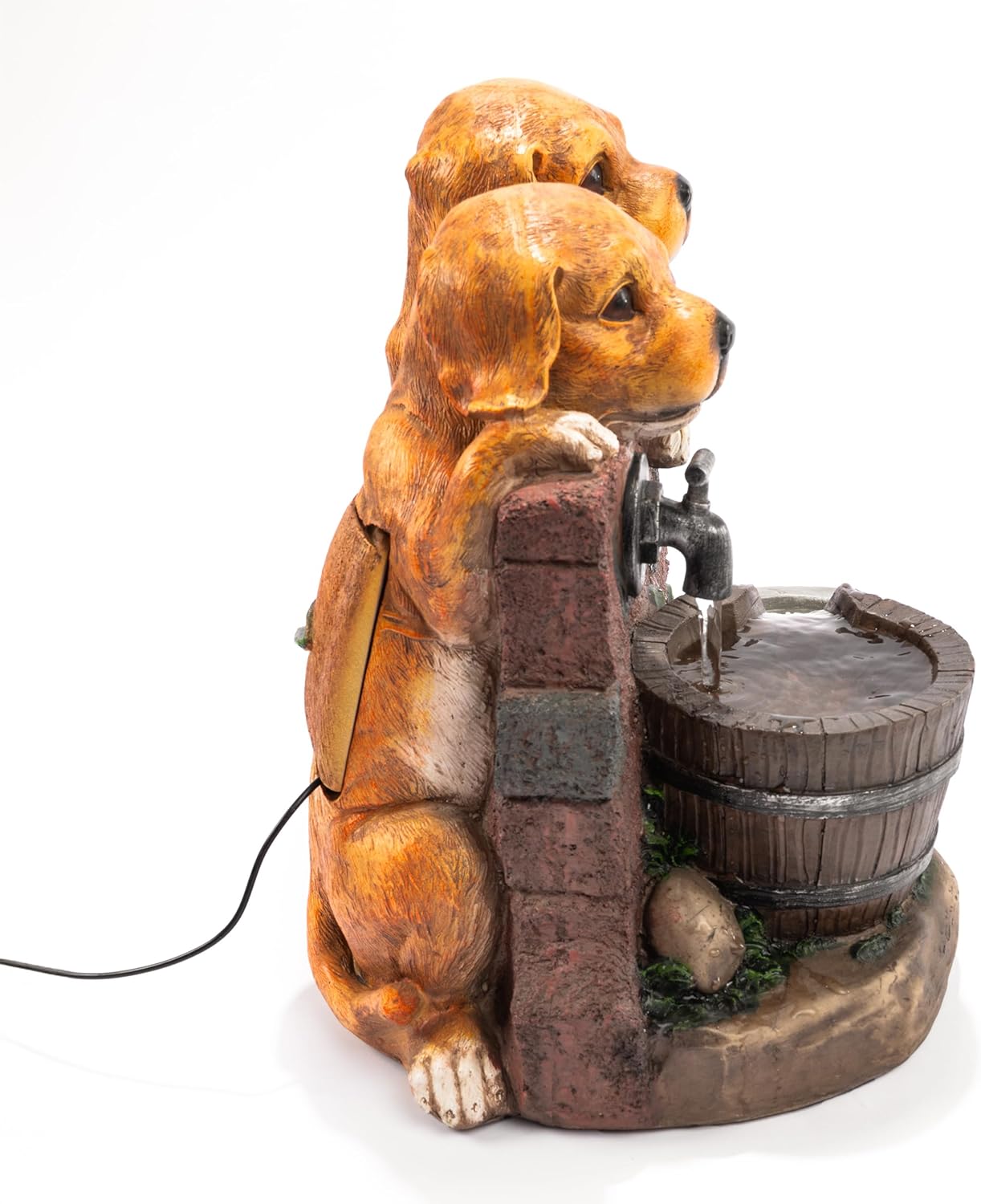esotec Solarbrunnen Hundewelpen Milo & Buddy, Komplettset, Solarmodul, Akku, 3m Kabel, Erdspieß und Wandhalterung, Springbrunnen Wasserbrunnen Outdoor 101335 — Ansicht 4