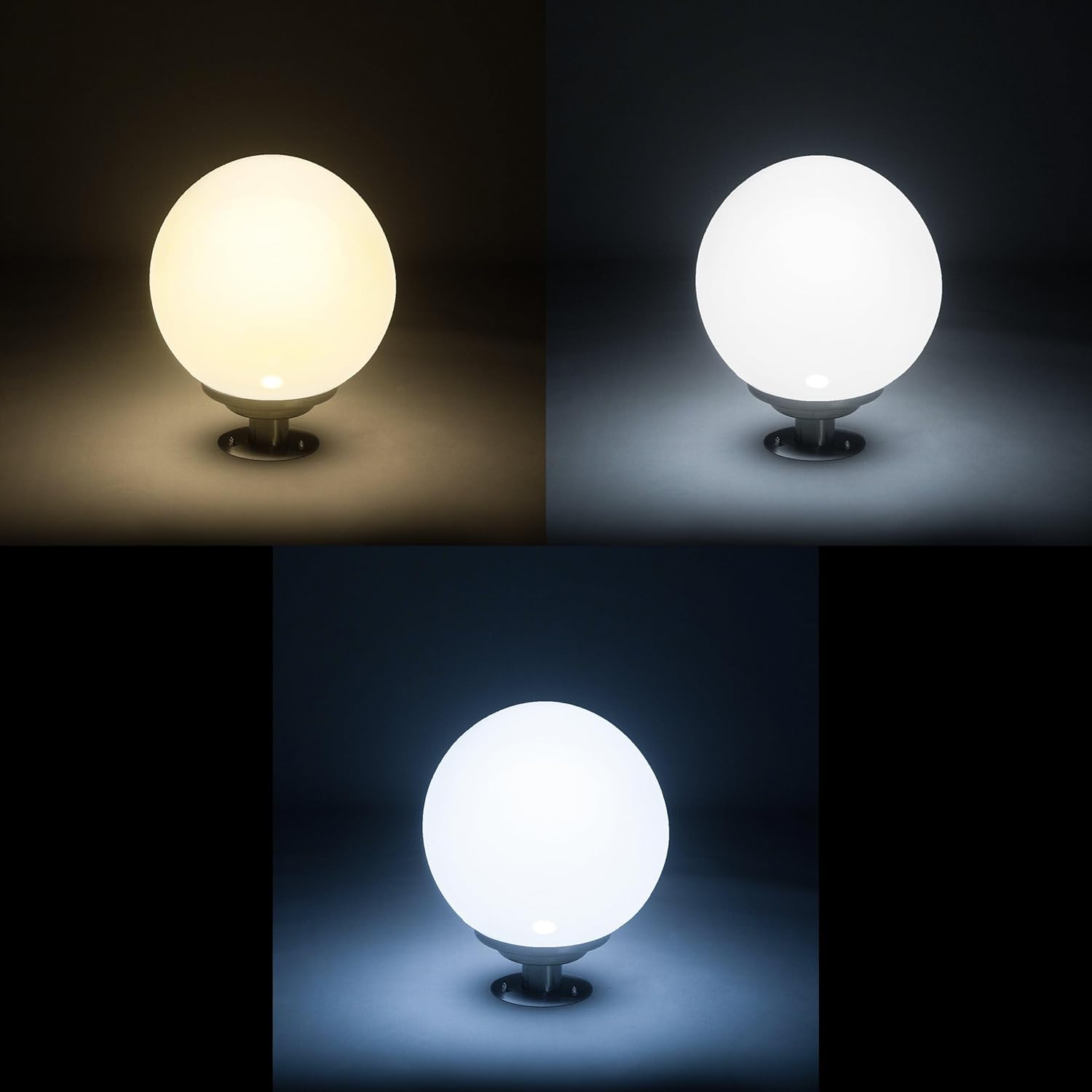 Esotec Solarkugel für den Garten CCT, D=30cm, Edelstahl Standfuß, IR-Fernbedienung, Lichtkugel, LED Gartenkugel, Solarleuchte, Kugelleuchte, wetterfest, winterfest, außen, IP44, 102636 — Ansicht 5