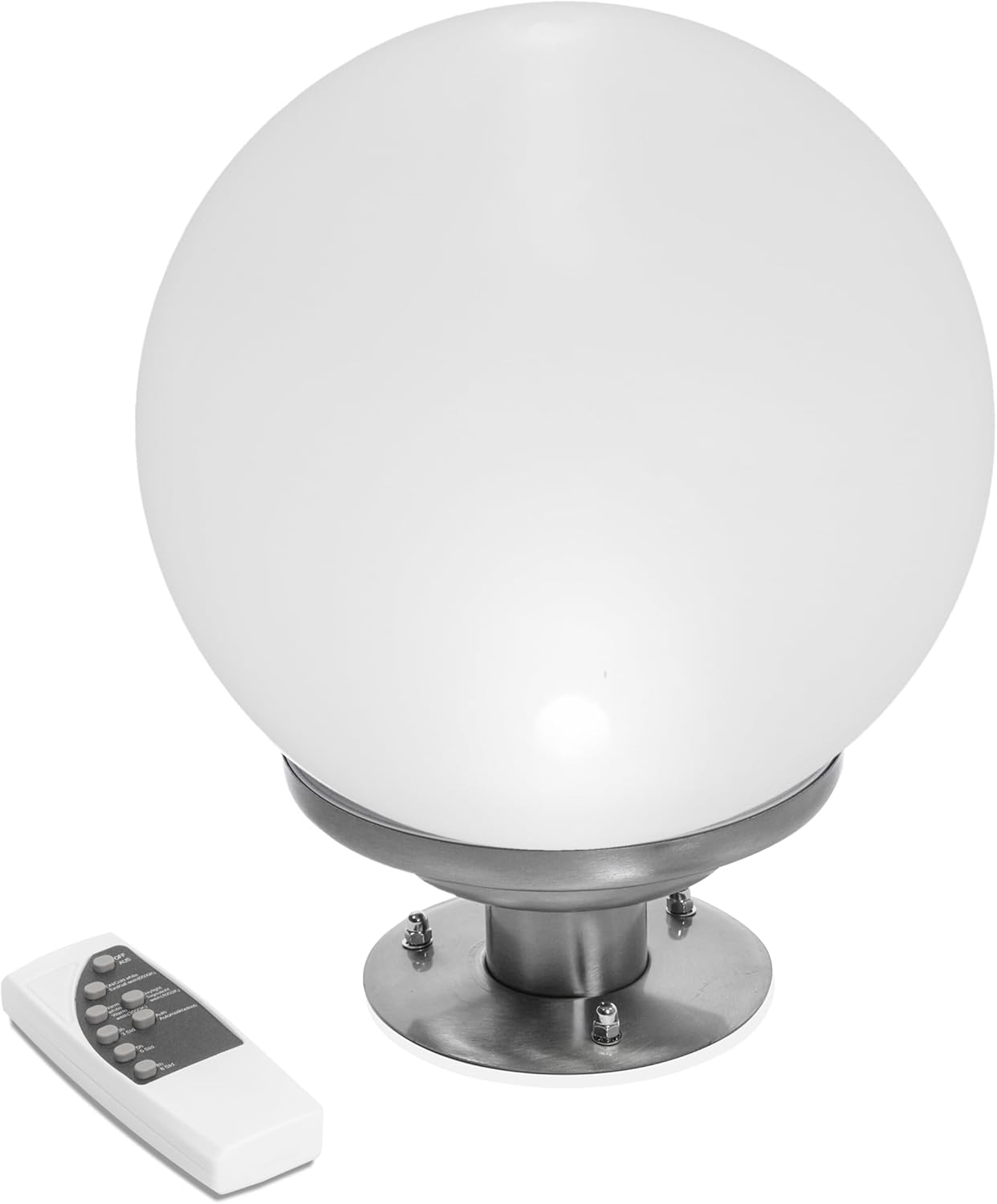 Esotec Solarkugel für den Garten CCT, D=30cm, Edelstahl Standfuß, IR-Fernbedienung, Lichtkugel, LED Gartenkugel, Solarleuchte, Kugelleuchte, wetterfest, winterfest, außen, IP44, 102636