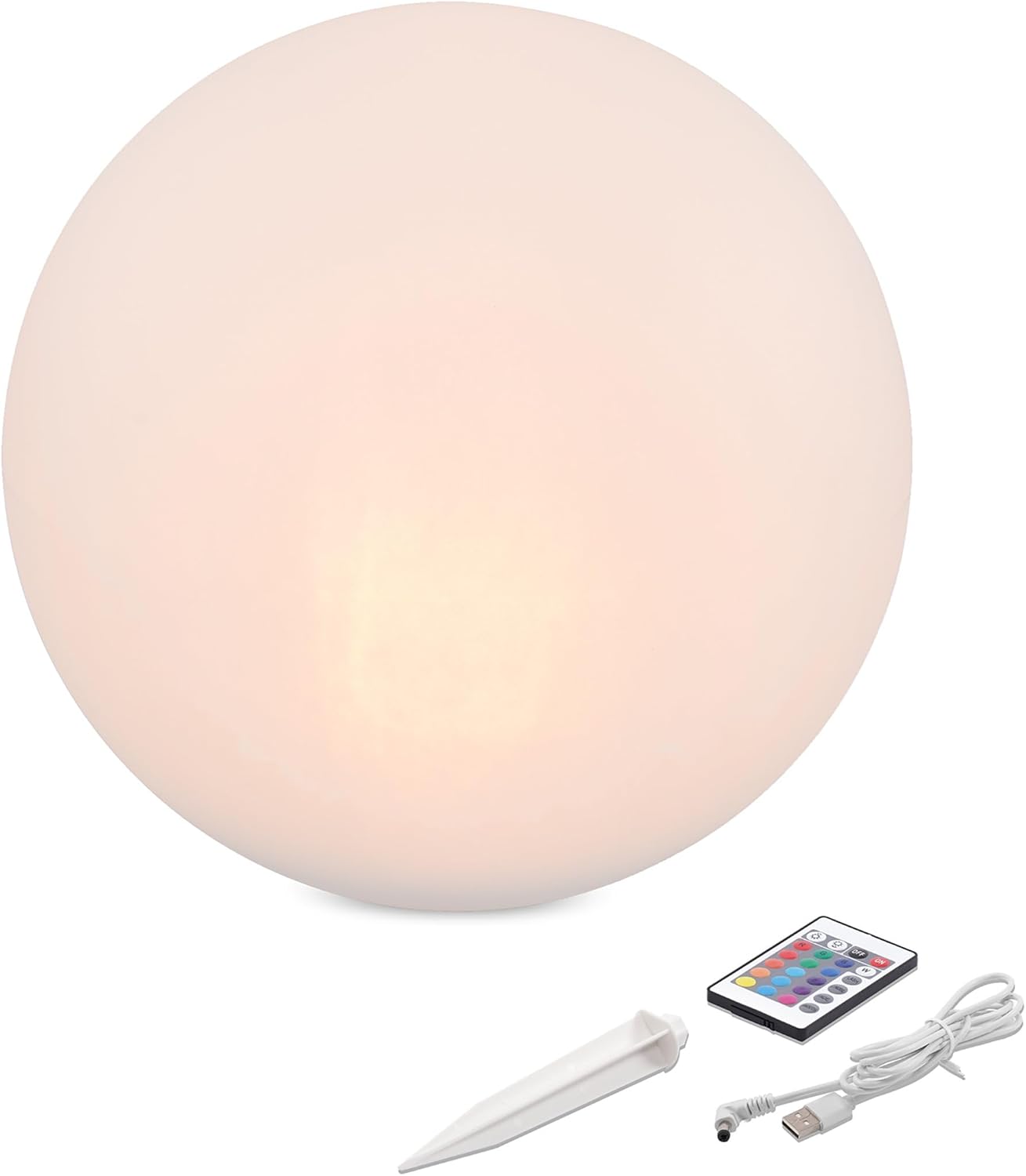 Esotec Solarkugel für den Garten Siena 40, multicolor, 40cm, Fernbedienung, USB, 16 Leuchtfarben, Akku, Solarmodul, Erdspieß, Solarleuchte, Kugelleuchte, außen, winterfest, wetterfest, 102892