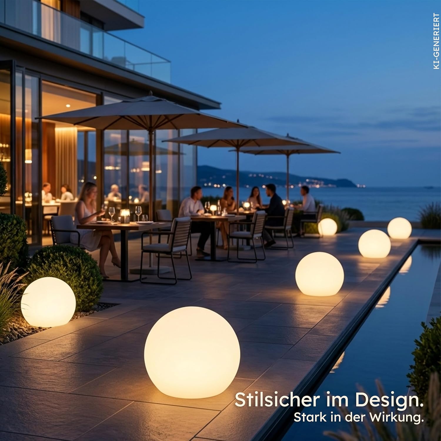 Esotec Solarkugel für den Garten Siena 40, multicolor, 40cm, Fernbedienung, USB, 16 Leuchtfarben, Akku, Solarmodul, Erdspieß, Solarleuchte, Kugelleuchte, außen, winterfest, wetterfest, 102892 — Ansicht 2