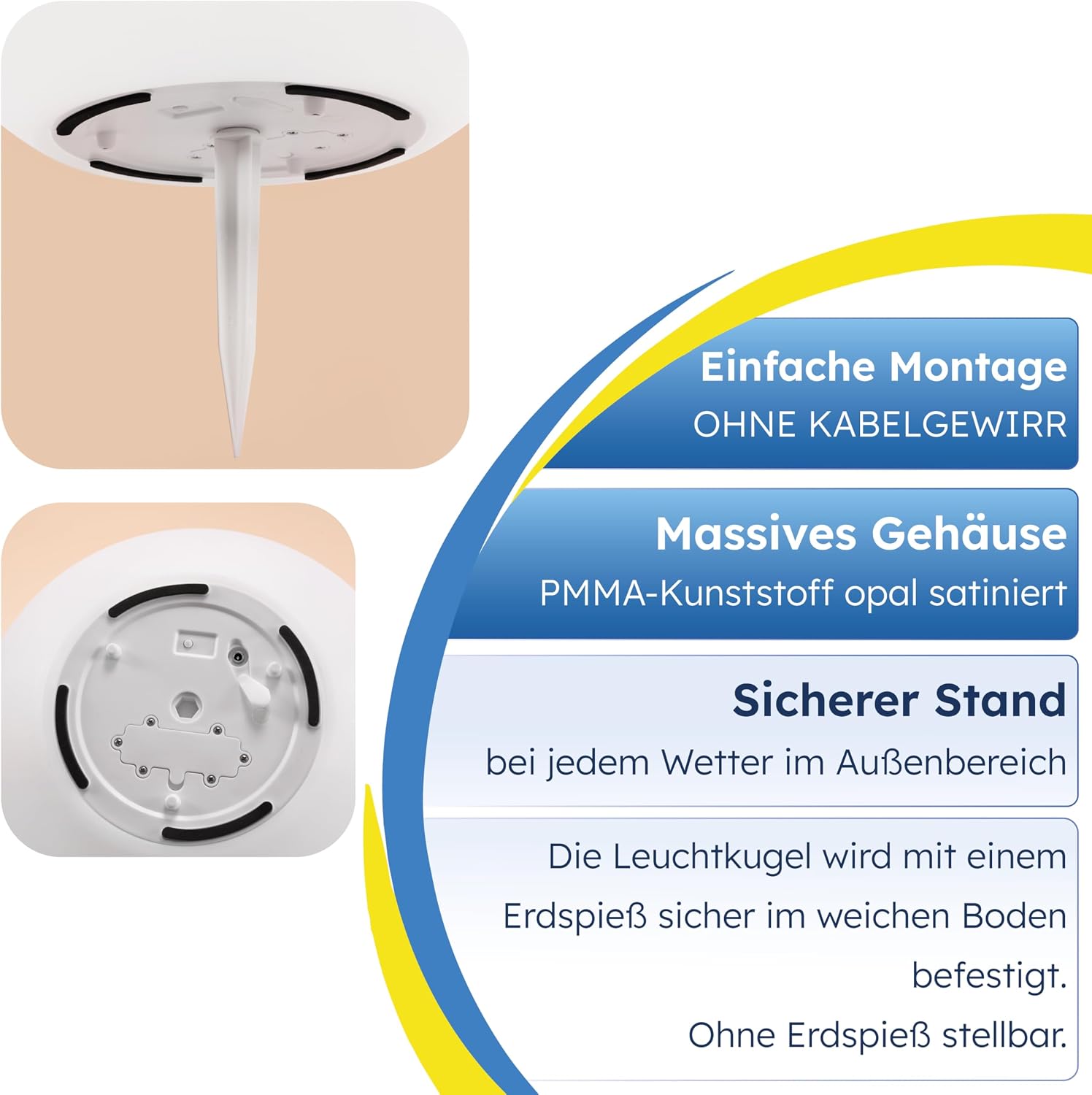 Esotec Solarkugel für den Garten Siena 40, multicolor, 40cm, Fernbedienung, USB, 16 Leuchtfarben, Akku, Solarmodul, Erdspieß, Solarleuchte, Kugelleuchte, außen, winterfest, wetterfest, 102892 — Ansicht 6