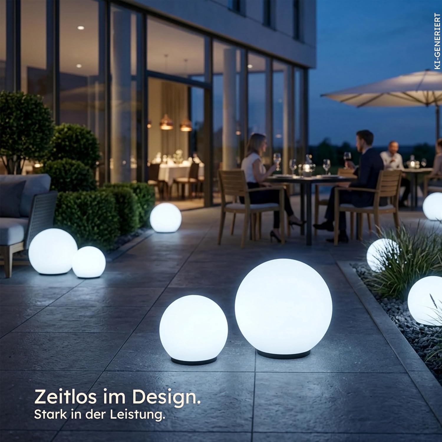 Esotec Solarkugeln Basic, multicolor, 2er Set, 7 Leuchtfarben, Farbwechsel, 20+30cm, Akku, Solarmodul, Leuchtkugelset, LED Gartenkugeln, Solarlampen für außen, winterfest, wetterfest, 102613 — Ansicht 2