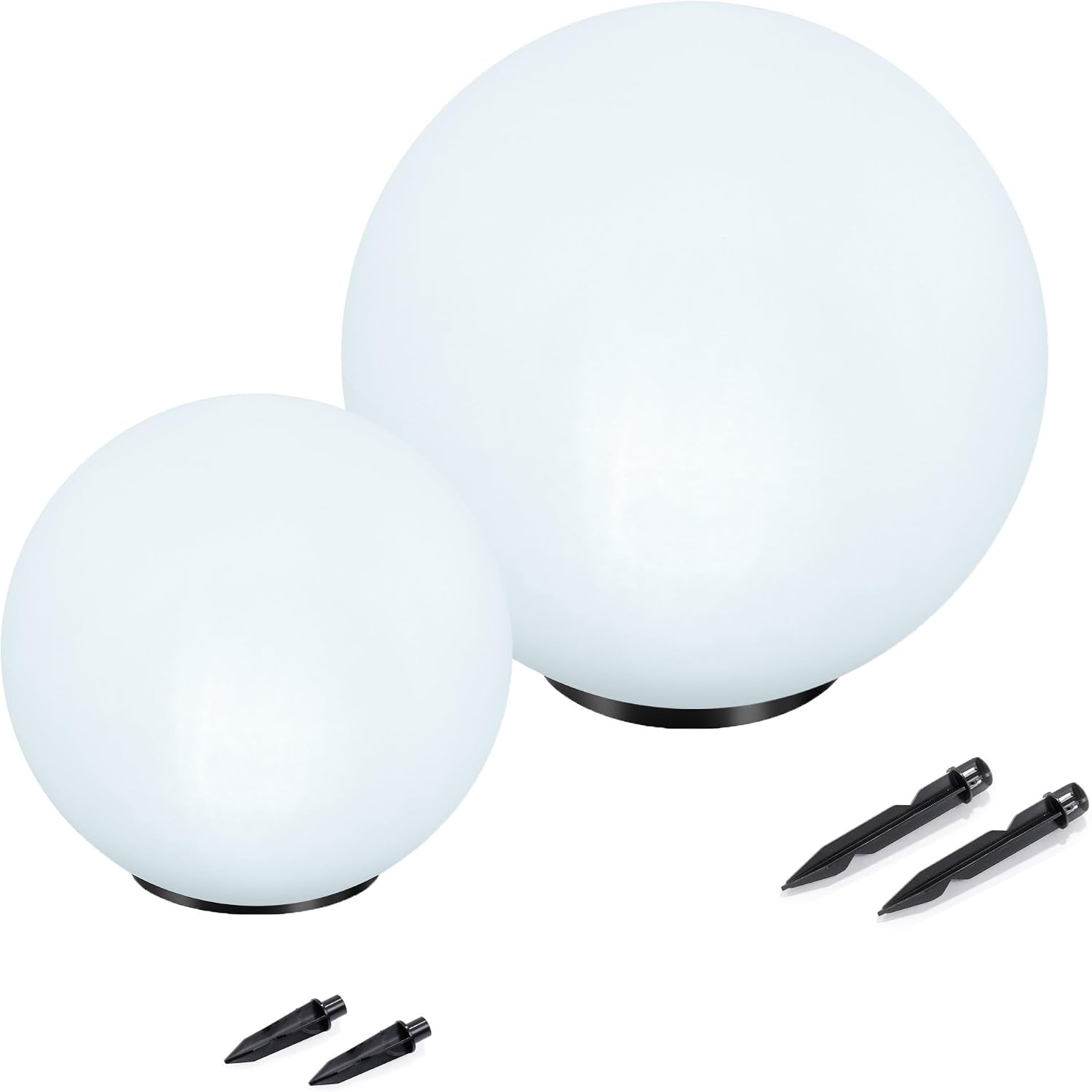 Esotec Solarkugeln Basic, multicolor, 2er Set, 7 Leuchtfarben, Farbwechsel, 20+30cm, Akku, Solarmodul, Leuchtkugelset, LED Gartenkugeln, Solarlampen für außen, winterfest, wetterfest, 102613