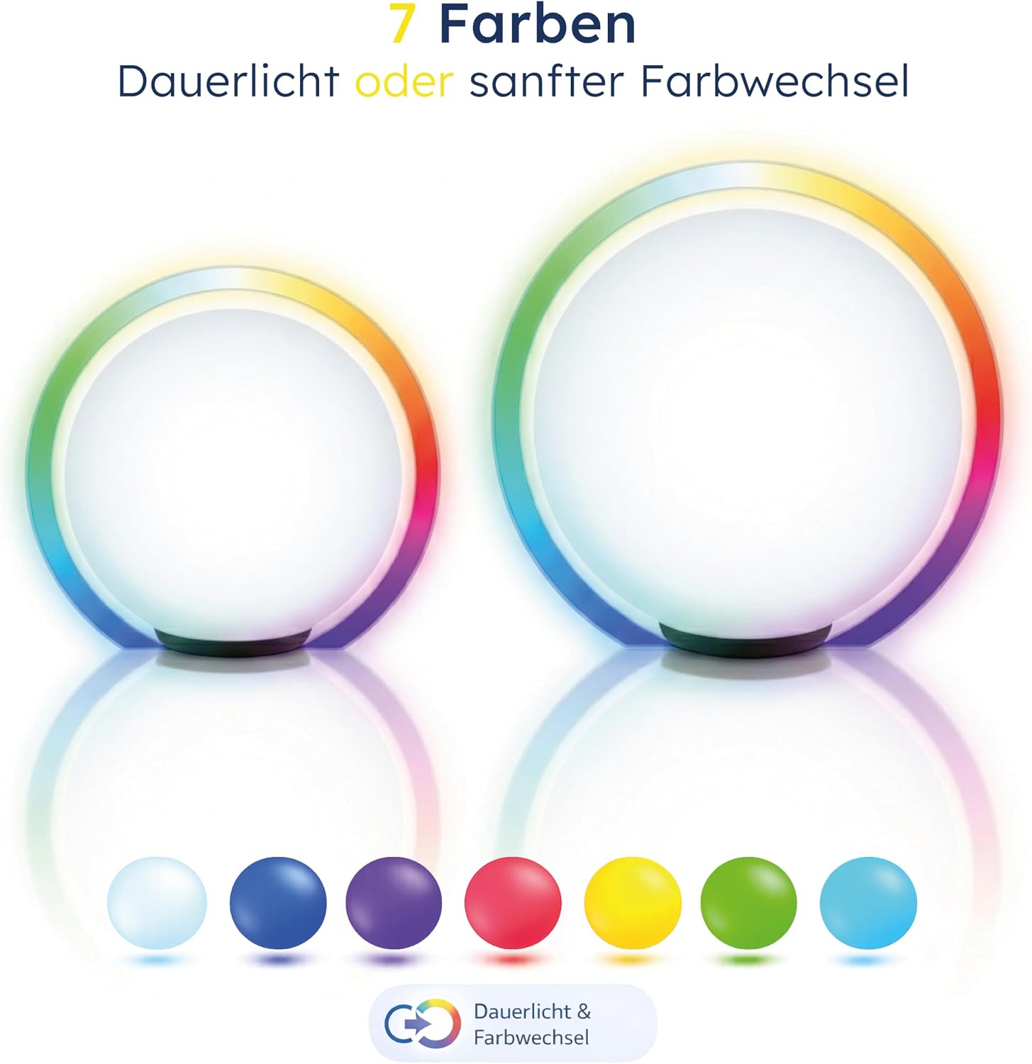 Esotec Solarkugeln für den Garten, 2er Set, multicolor, 20+30cm, 7 Leuchtfarben, Leuchtkugel, Lichtkugel, Akku, LED Solarkugel, Solarleuchte, Kugelleuchte, außen, winterfest, outdoor, 102613 — Ansicht 4