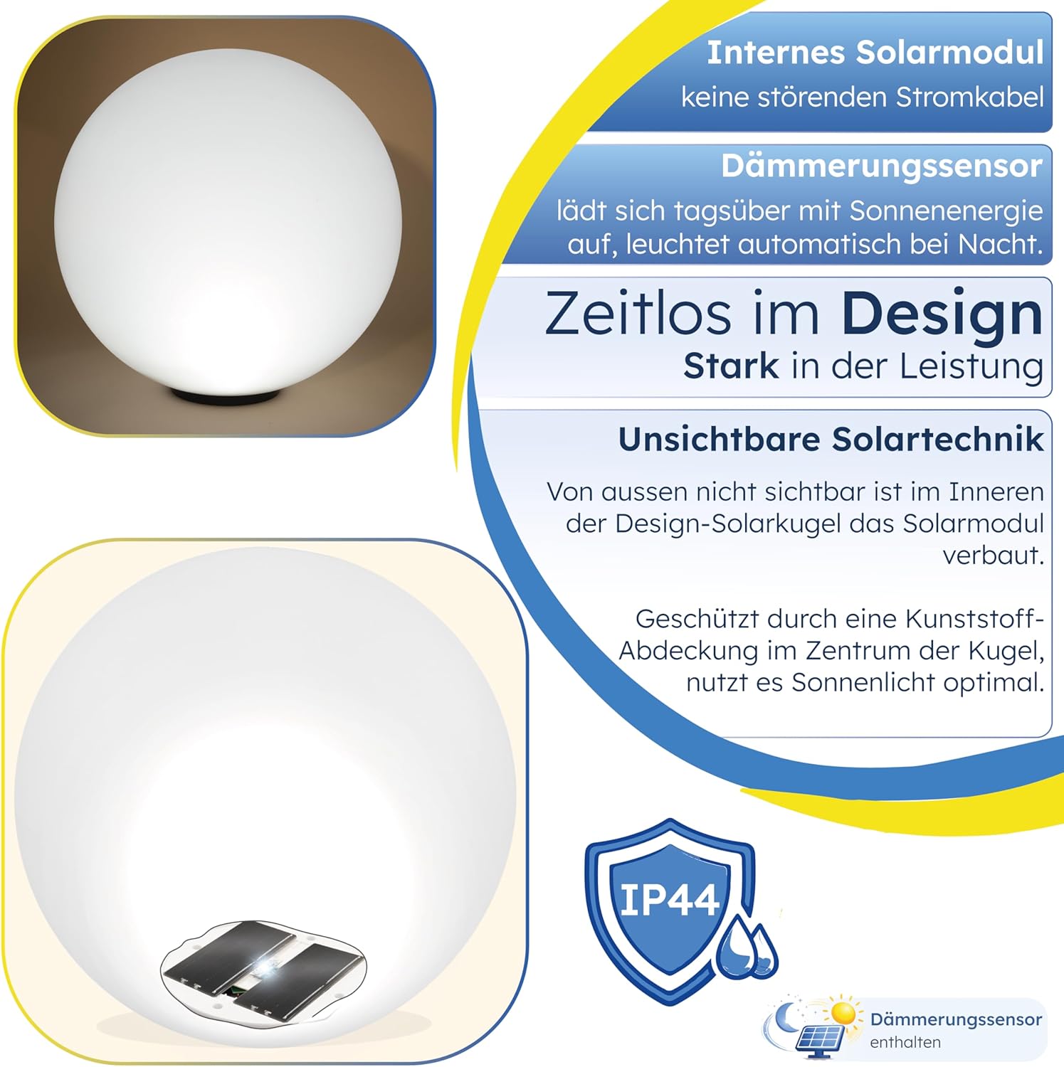Esotec Solarkugeln für den Garten, 2er Set, multicolor, 20+30cm, 7 Leuchtfarben, Leuchtkugel, Lichtkugel, Akku, LED Solarkugel, Solarleuchte, Kugelleuchte, außen, winterfest, outdoor, 102613 — Ansicht 5