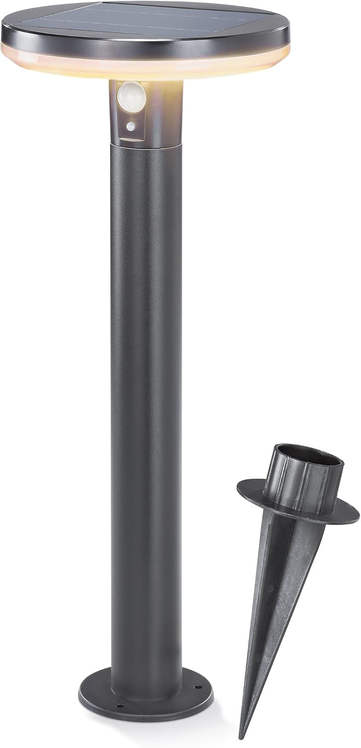 esotec Solarlampen für Außen Wegeleuchte Arezzo 50 cm, Solarleuchte mit Bewegungsmelder, 3 Leuchtmodi, 600 lm, Edelstahl Solar Gartenleuchte warmweiß IP44 102742
