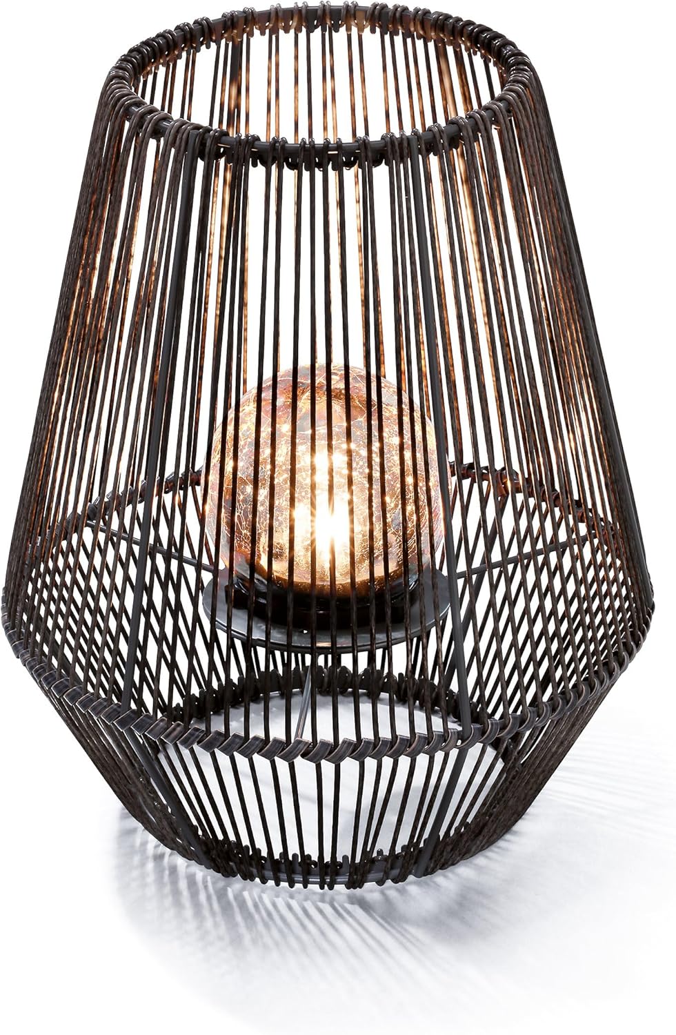 Esotec Solarleuchte Ilona, Dekoleuchte, Polyrattan, Crackle Ball Bruchglaskugel, LED Gartenleuchte, Solarlaterne, Solarlichter, Akku, Metall, IP44, wetterfest, außen, schwarz, Höhe 31,5cm, 102207