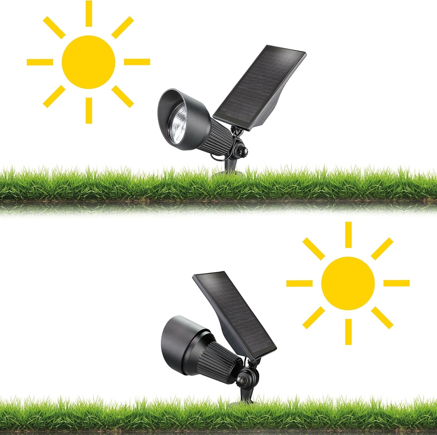 esotec Solarstrahler Super Spot pro, Duo Color, Lichtfarbe wählbar 6500K 2800K, LiFePo4 Akku, LED Solarspot, Bodenstrahler, Solarleuchte, Gartenteichzubehör, Erdspieß, IP44, wetterfest, außen, 102546 — Ansicht 3