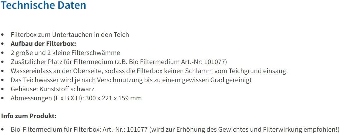 esotec Teichfilterbox S Unterwasserfilter, Innenfilter für Gartenteich, mechanisch-biologischer Teichfilter mit Filtermedien, versenkbare Filterbox 101716 — Ansicht 4