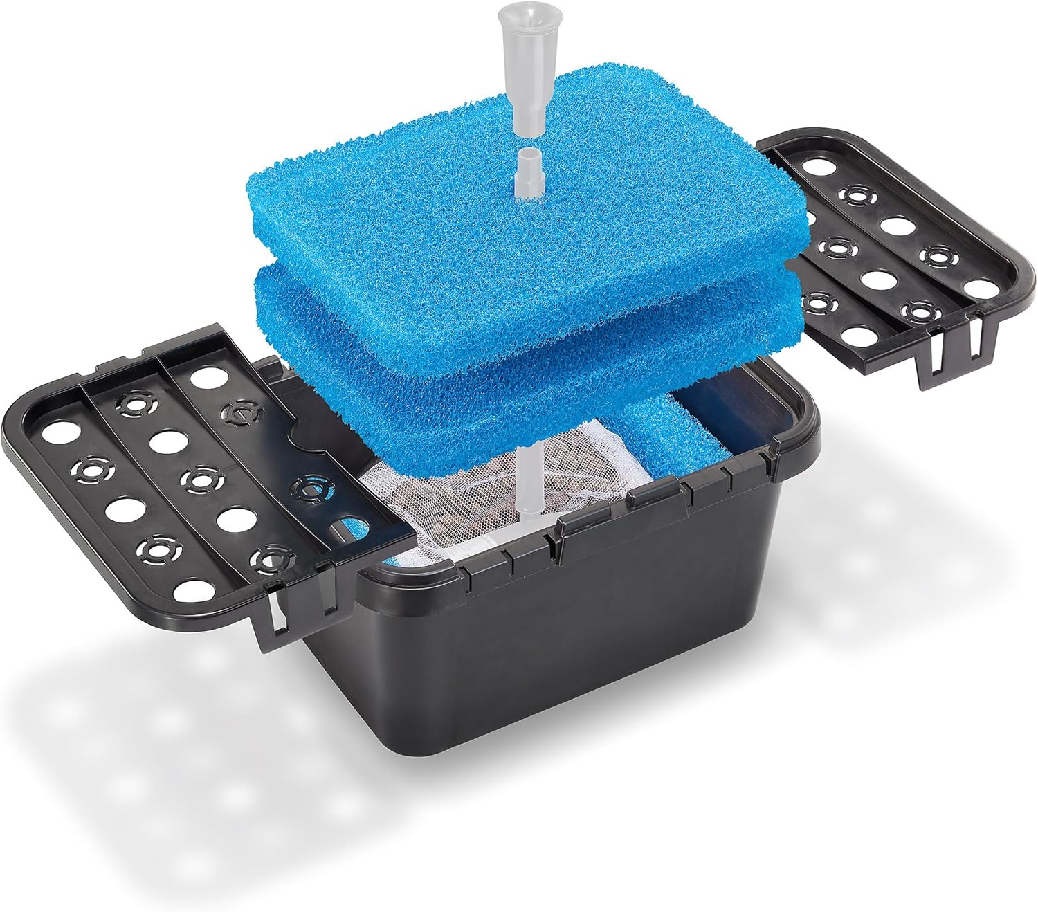 esotec Teichfilterbox S Unterwasserfilter, Innenfilter für Gartenteich, mechanisch-biologischer Teichfilter mit Filtermedien, versenkbare Filterbox 101716