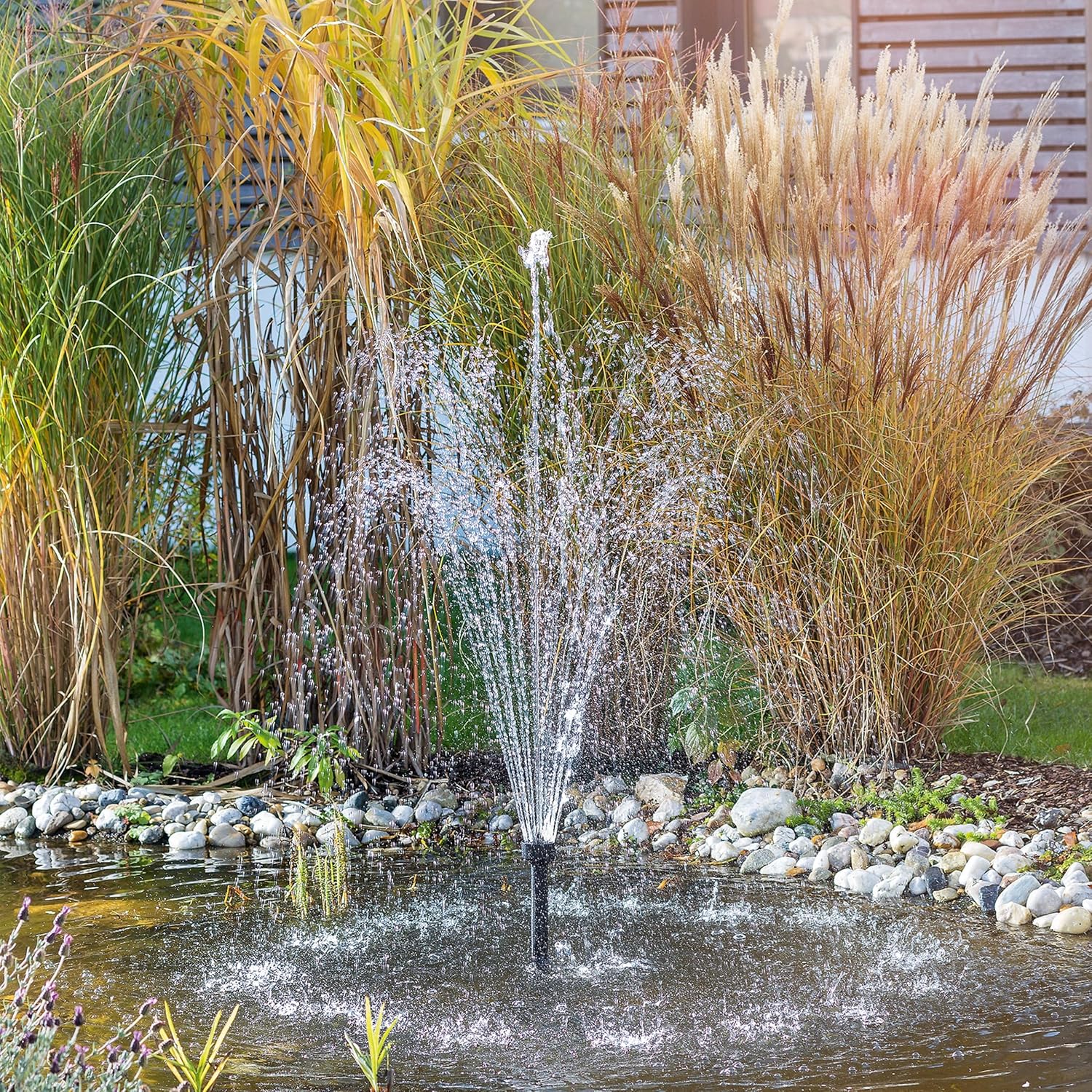 esotec Teichpumpe Fountain 3300/4300 mit Sprinklerset, Springbrunnenpumpe 4300 l/h, Teichpumpe mit 3 Fontänenaufsätzen, Wasserspielpumpe 101560 — Ansicht 5