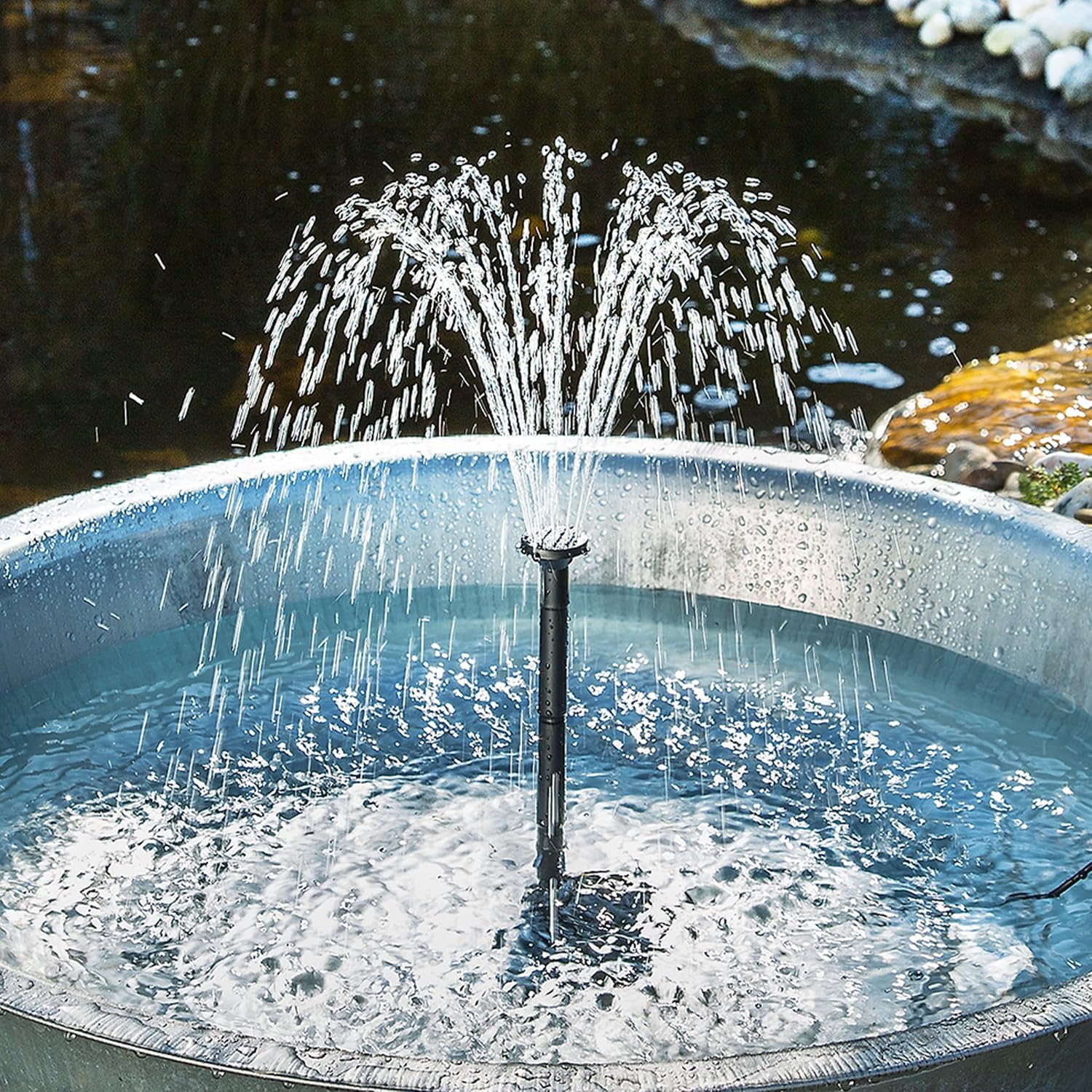 esotec Teichpumpe mit Sprinklerset, 6-9 VDC Springbrunnenpumpe 180l/h, Wasserspiel Pumpe, Ersatzpumpe für Solarbrunnen 101985 — Ansicht 5