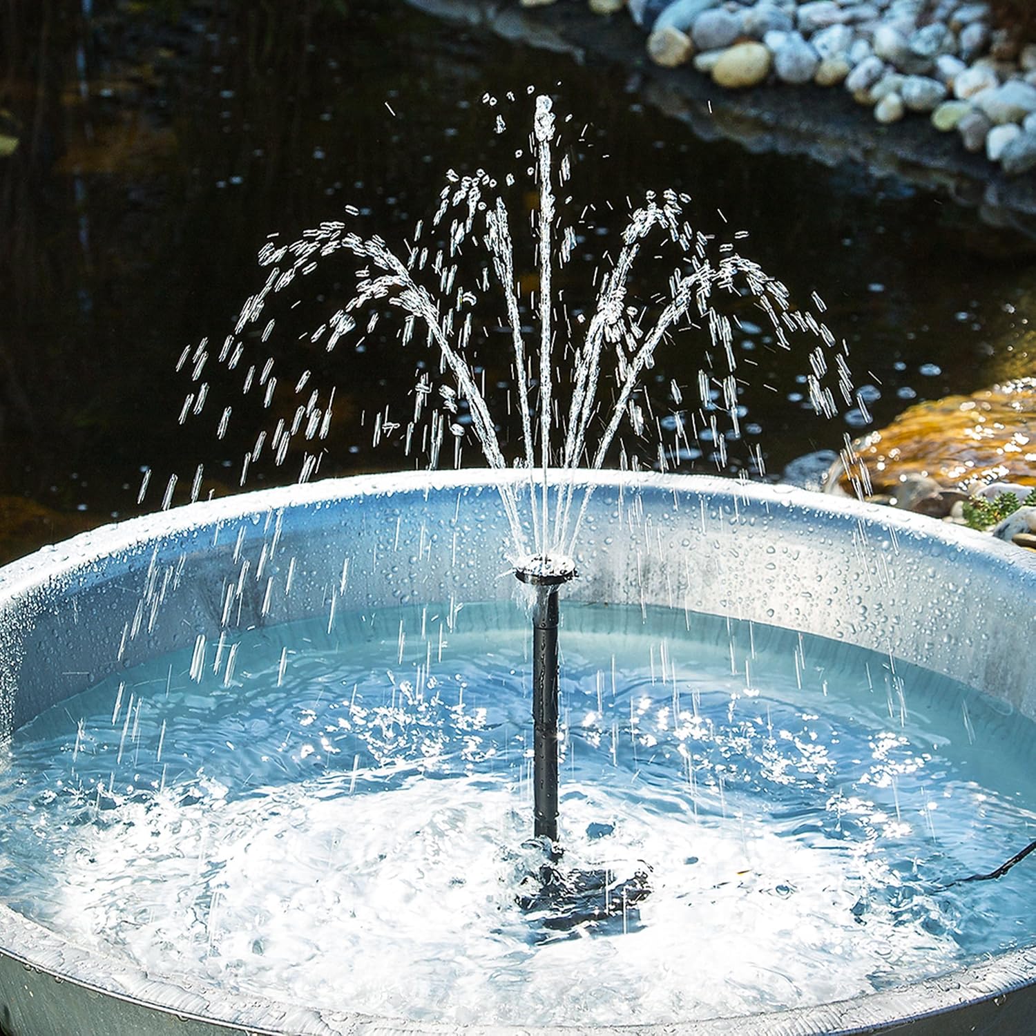 esotec Teichpumpe mit Sprinklerset, 6-9 VDC Springbrunnenpumpe 180l/h, Wasserspiel Pumpe, Ersatzpumpe für Solarbrunnen 101985 — Ansicht 6