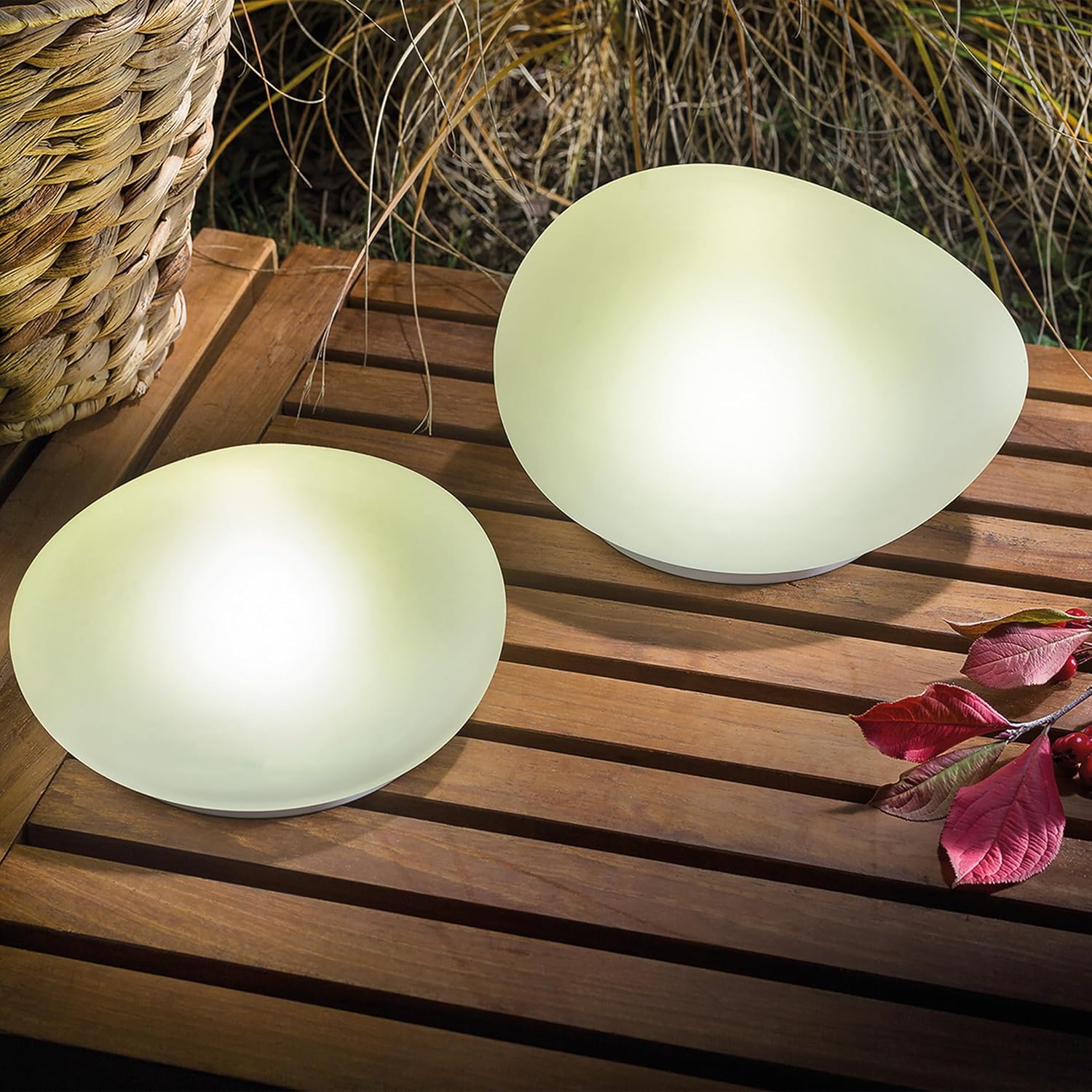 Solar Glas Deko Steinleuchten 2er Set Lichtfarbe neutralweiß 4100K Gartendekoration Solarleuchten esotec 102084 — Ansicht 2